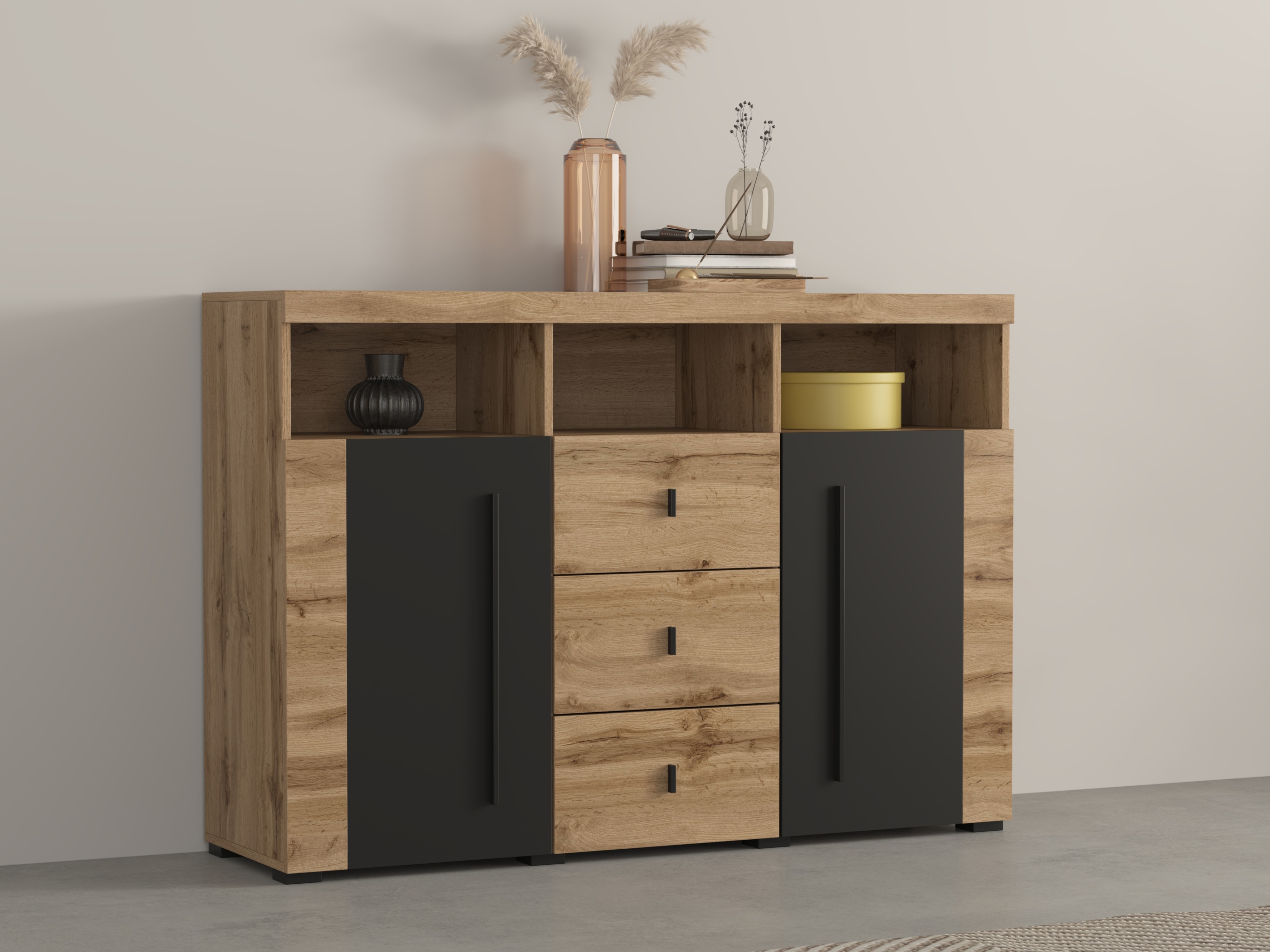 Kommode Sorciro 101 (Sort + Wotan eg)