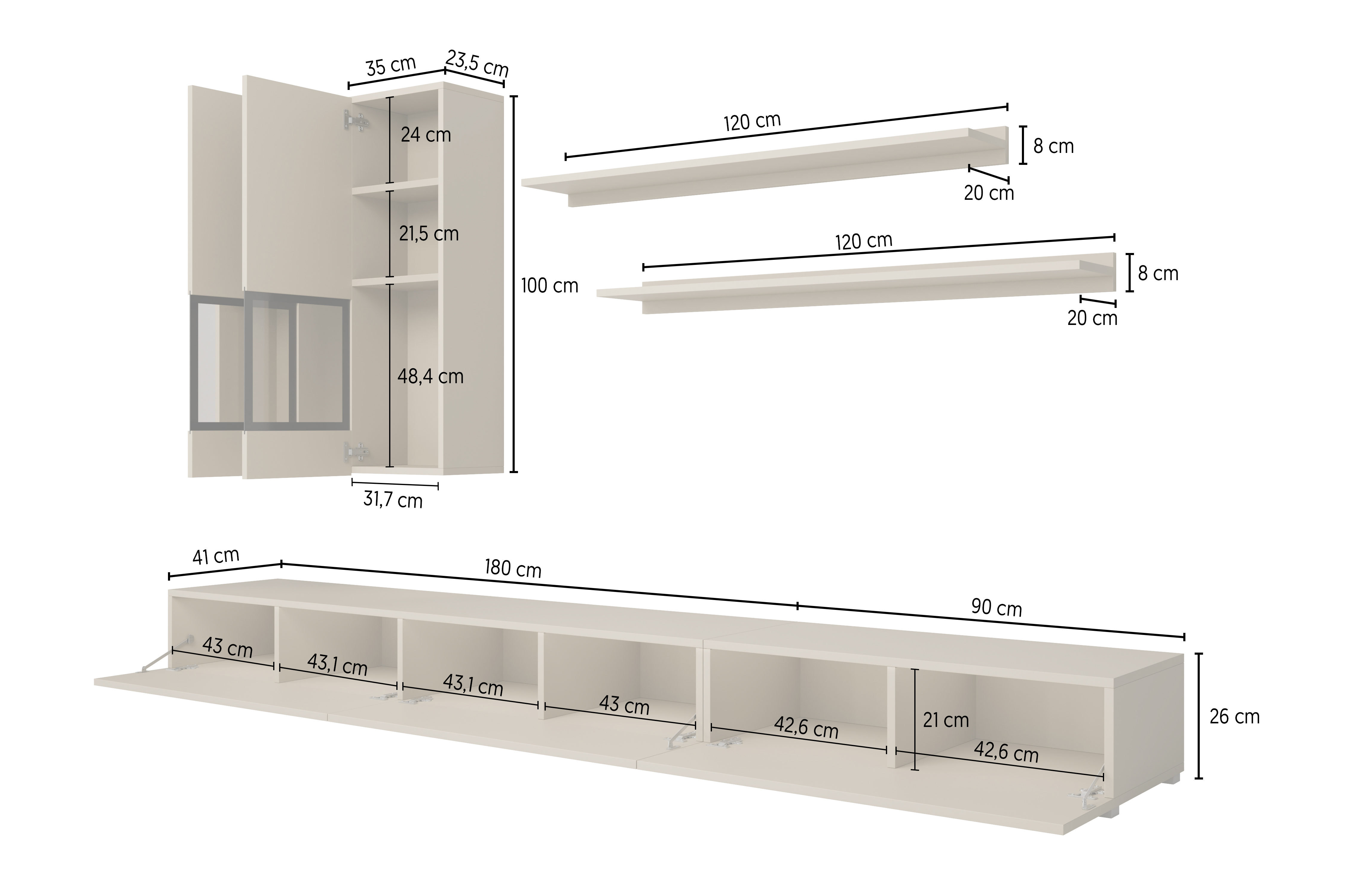 Stuemøbelsæt Serodeu 100 (Valnød + Mørkebrun)