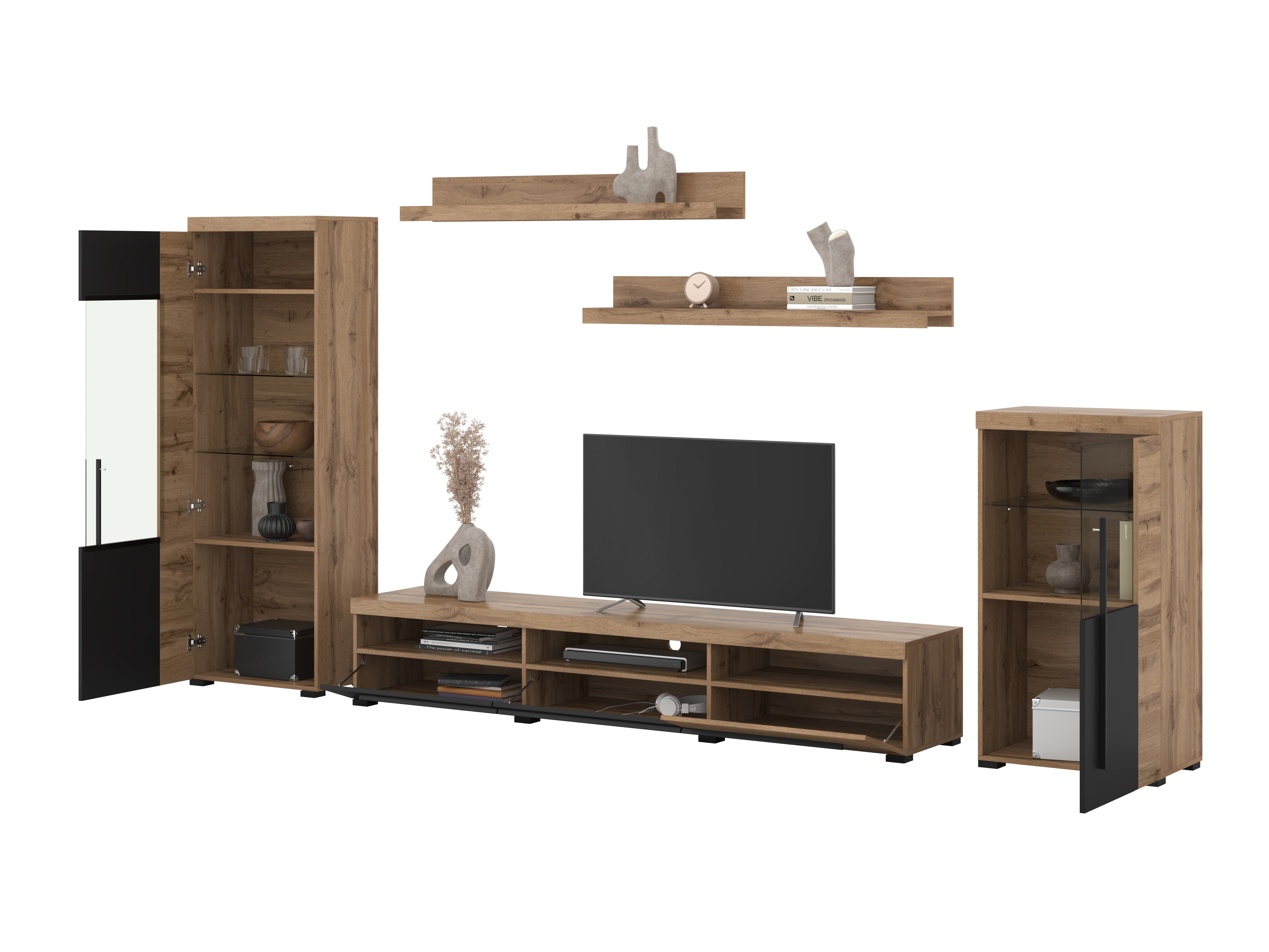 Stuemøbelsæt Sorciro 103 (Sort + Wotan eg)