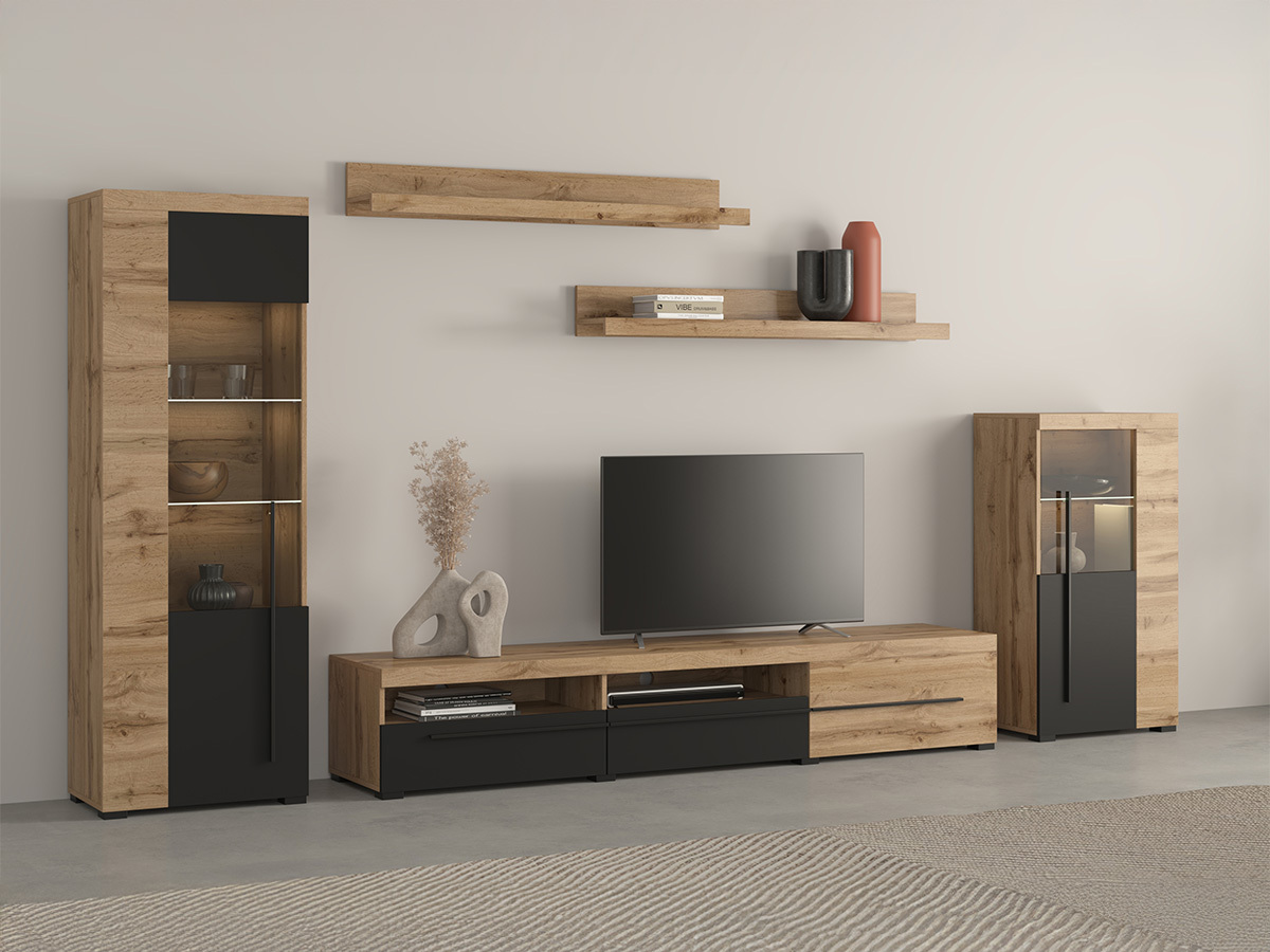 Stuemøbelsæt Sorciro 103 (Sort + Wotan eg)