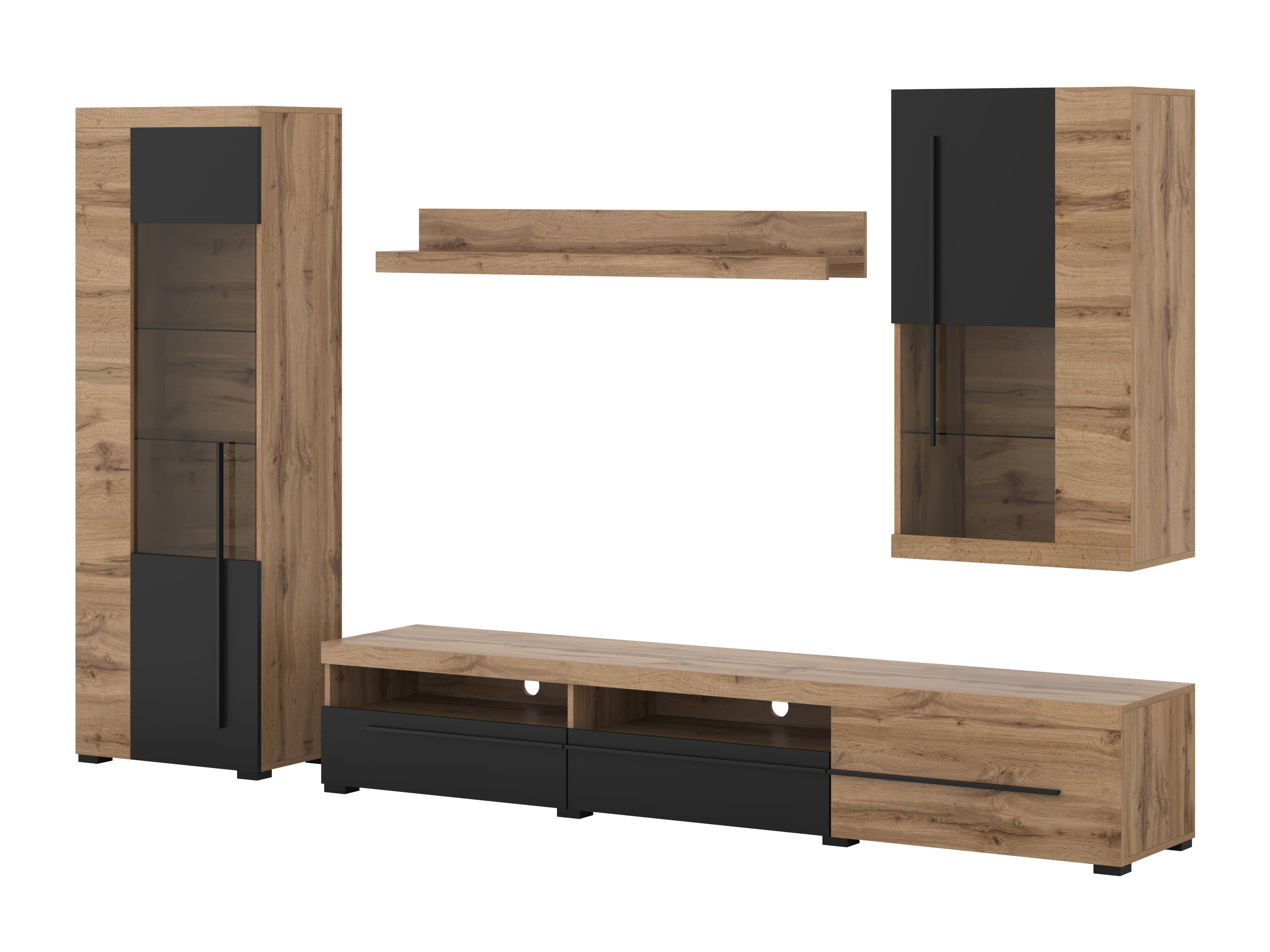 Stuemøblersæt Sorciro 105 (Sort + Wotan eg)