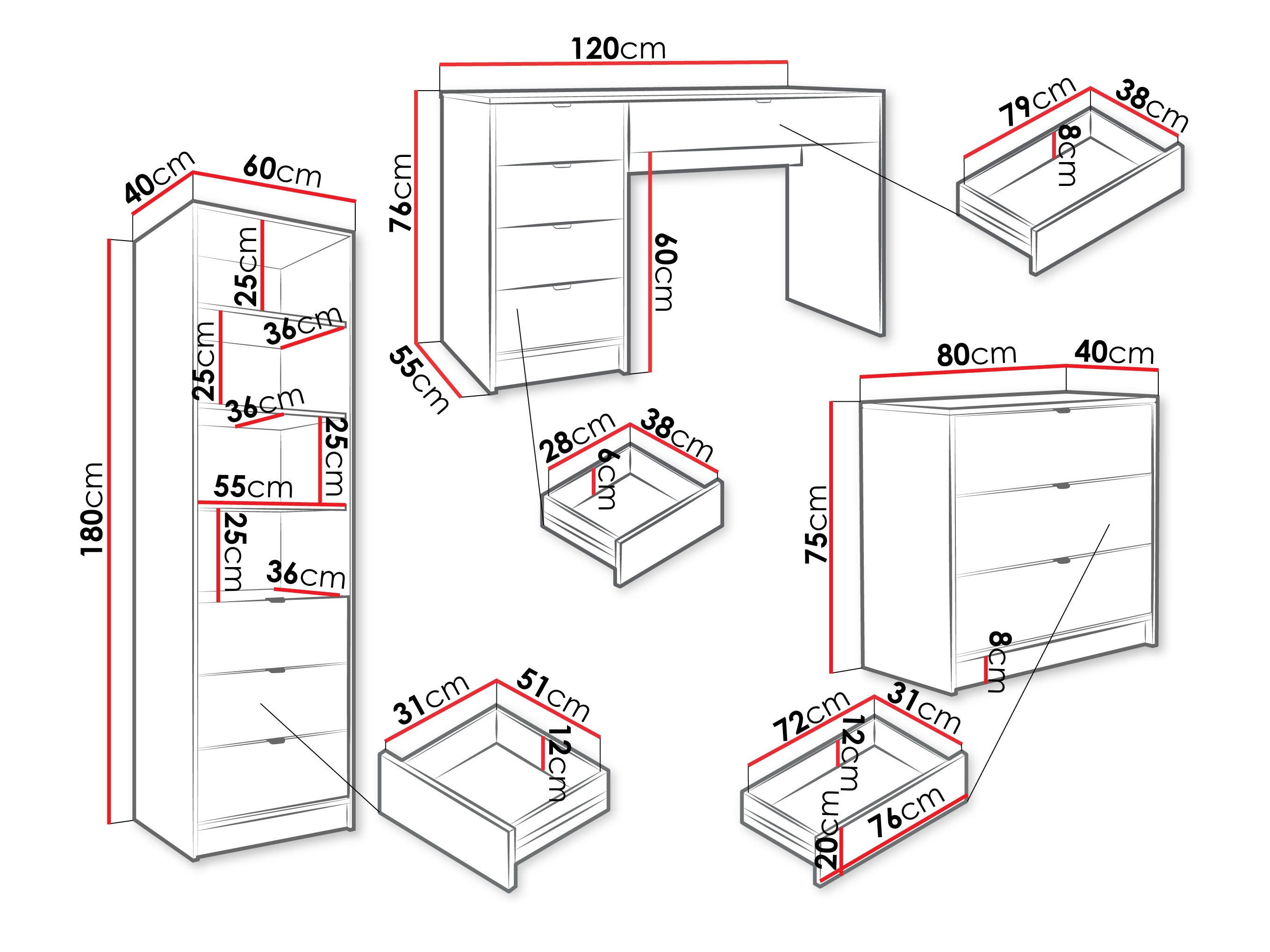 Hjemmekontorsæt Comfivo Papilio V (Hvid)