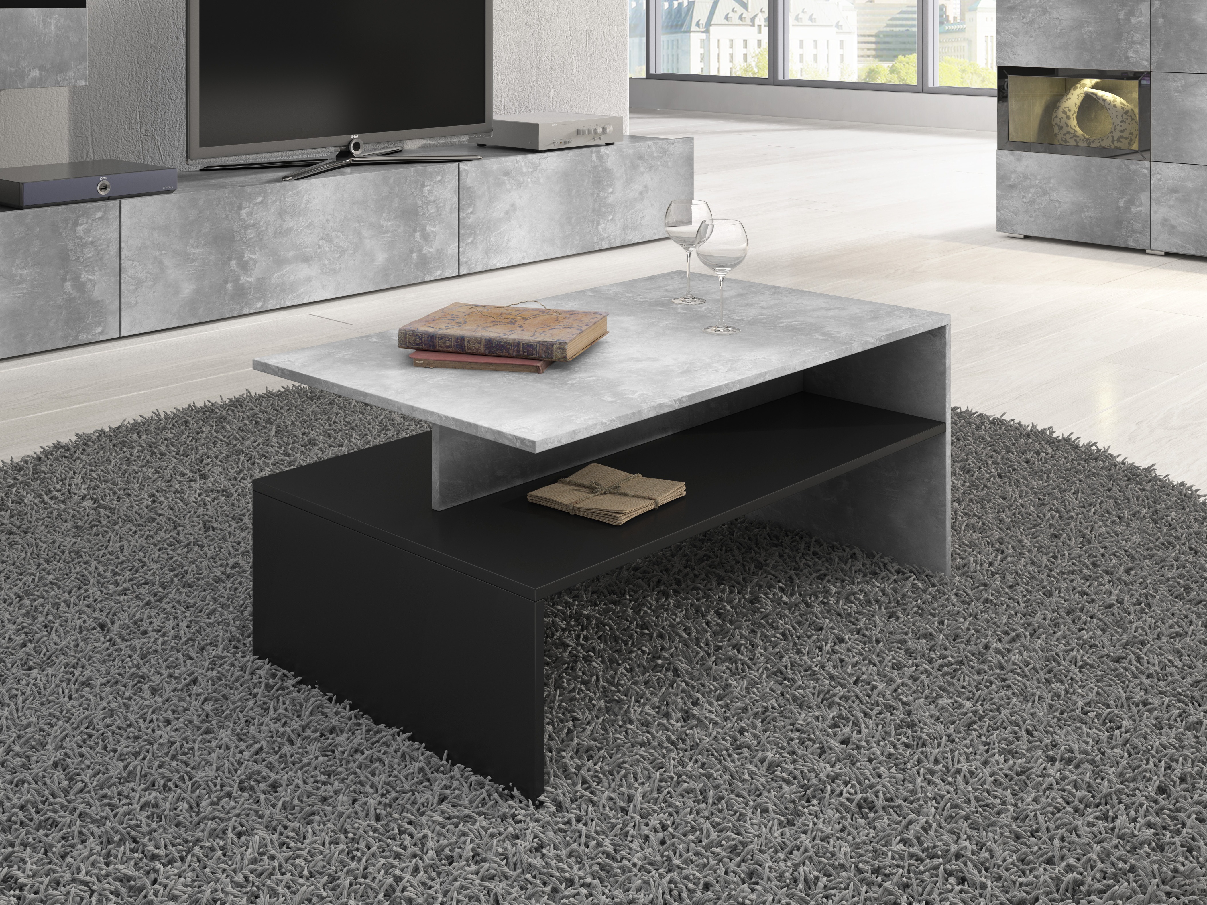 Sofabord Serodeu 103 (Beton + Sort)