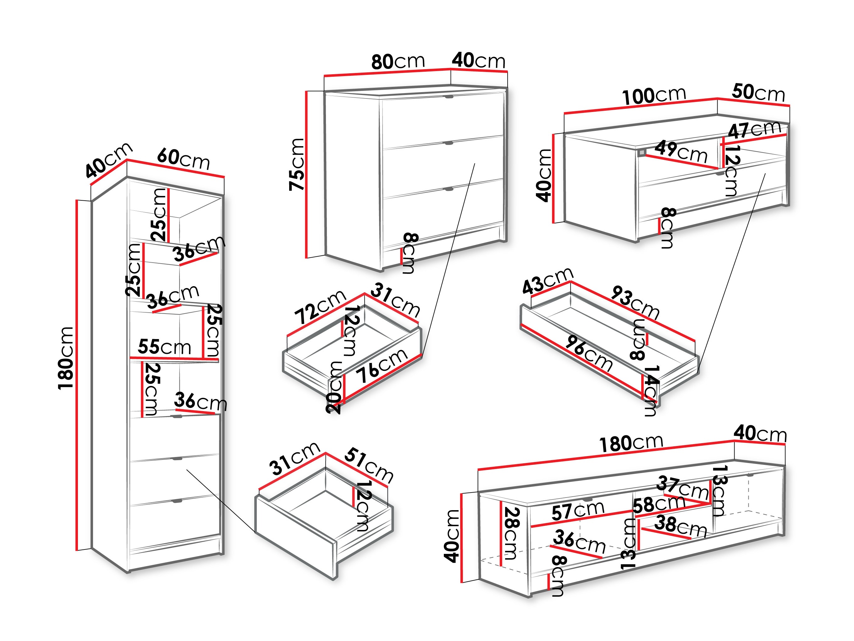 Stuemøbelsæt Comfivo Papilio VII (Hvid)