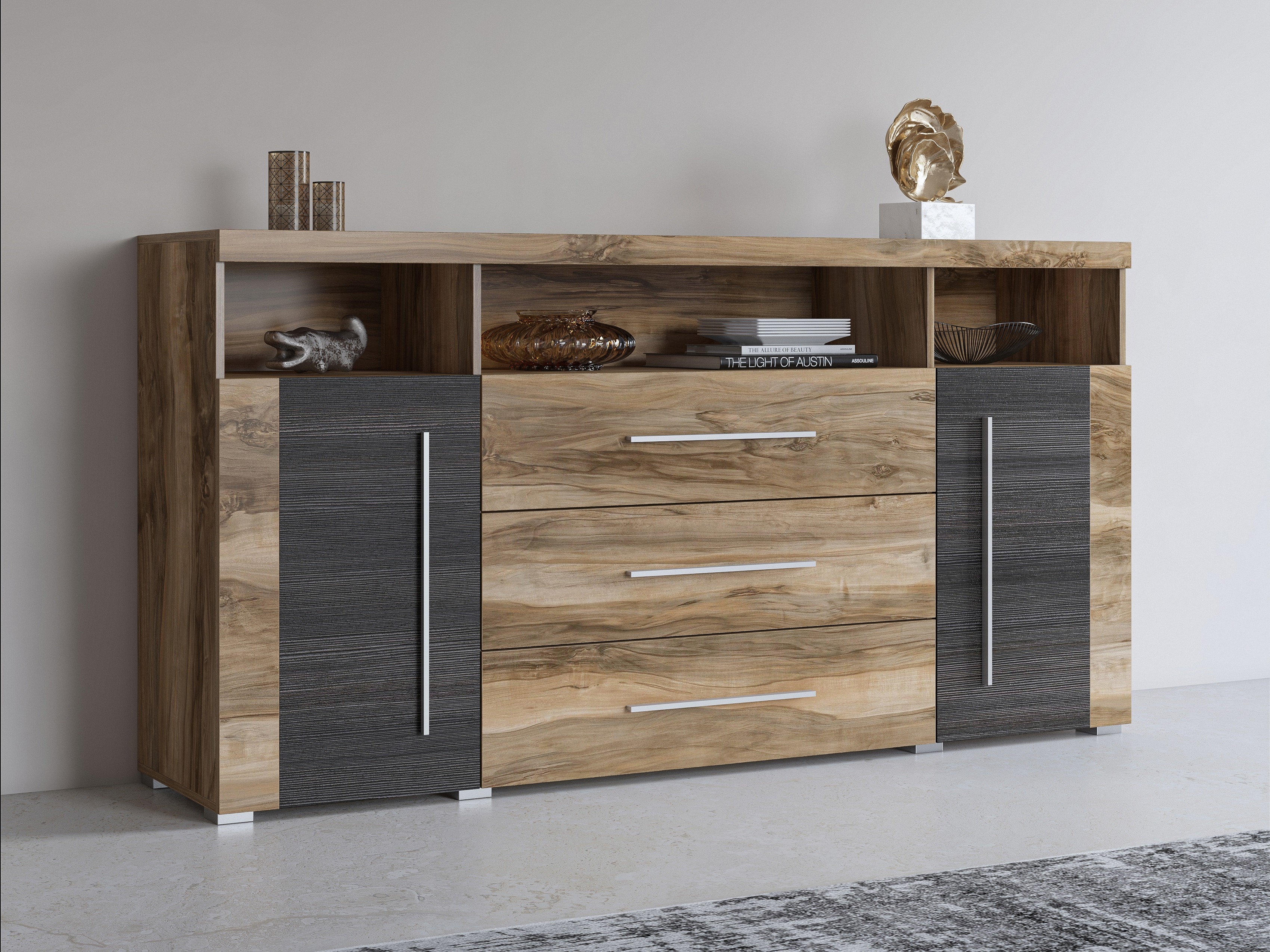 Kommode Sorciro 100 (Nød + Mørk eg)