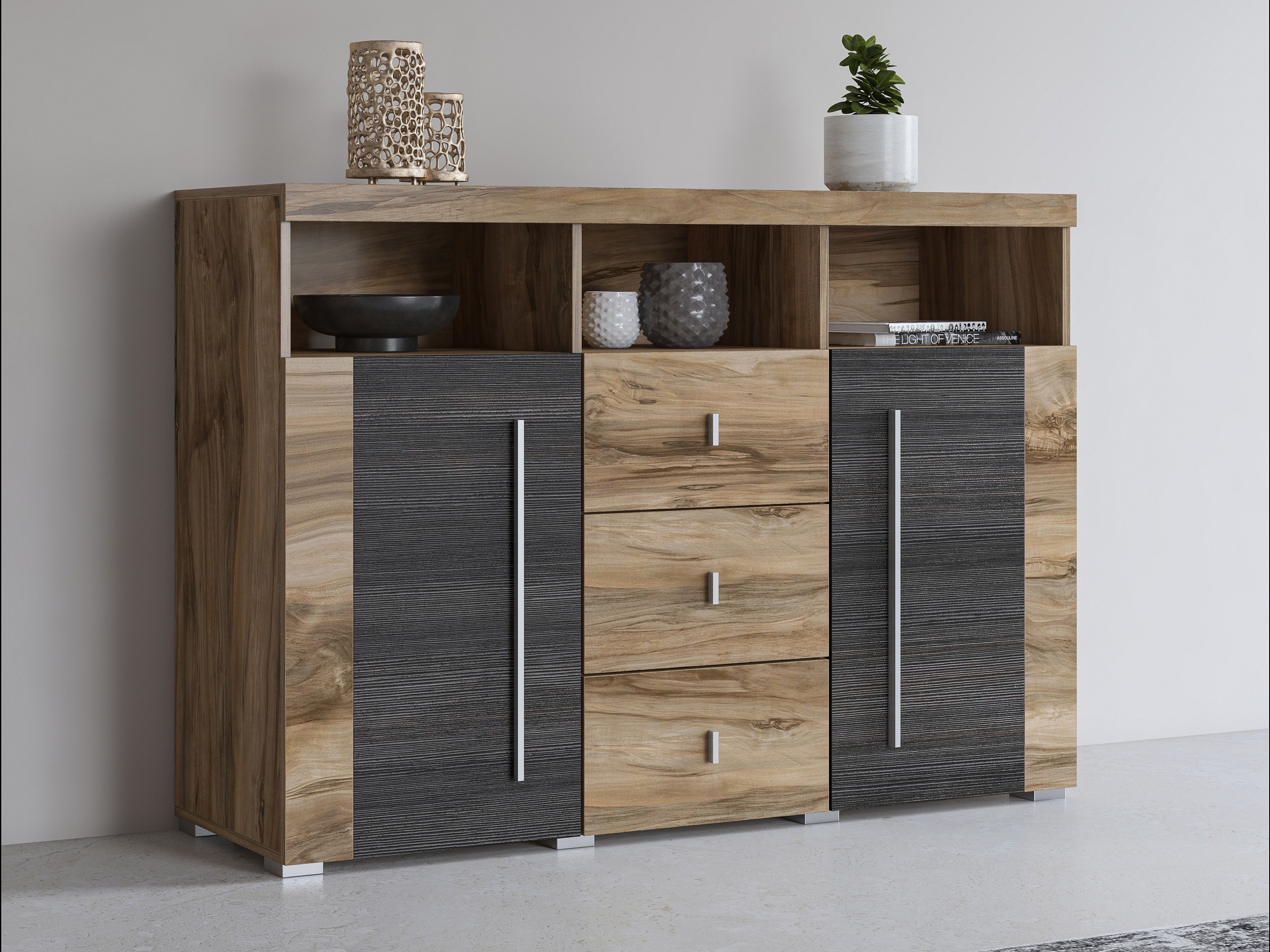 Kommode Sorciro 101 (Nød + Mørk eg)