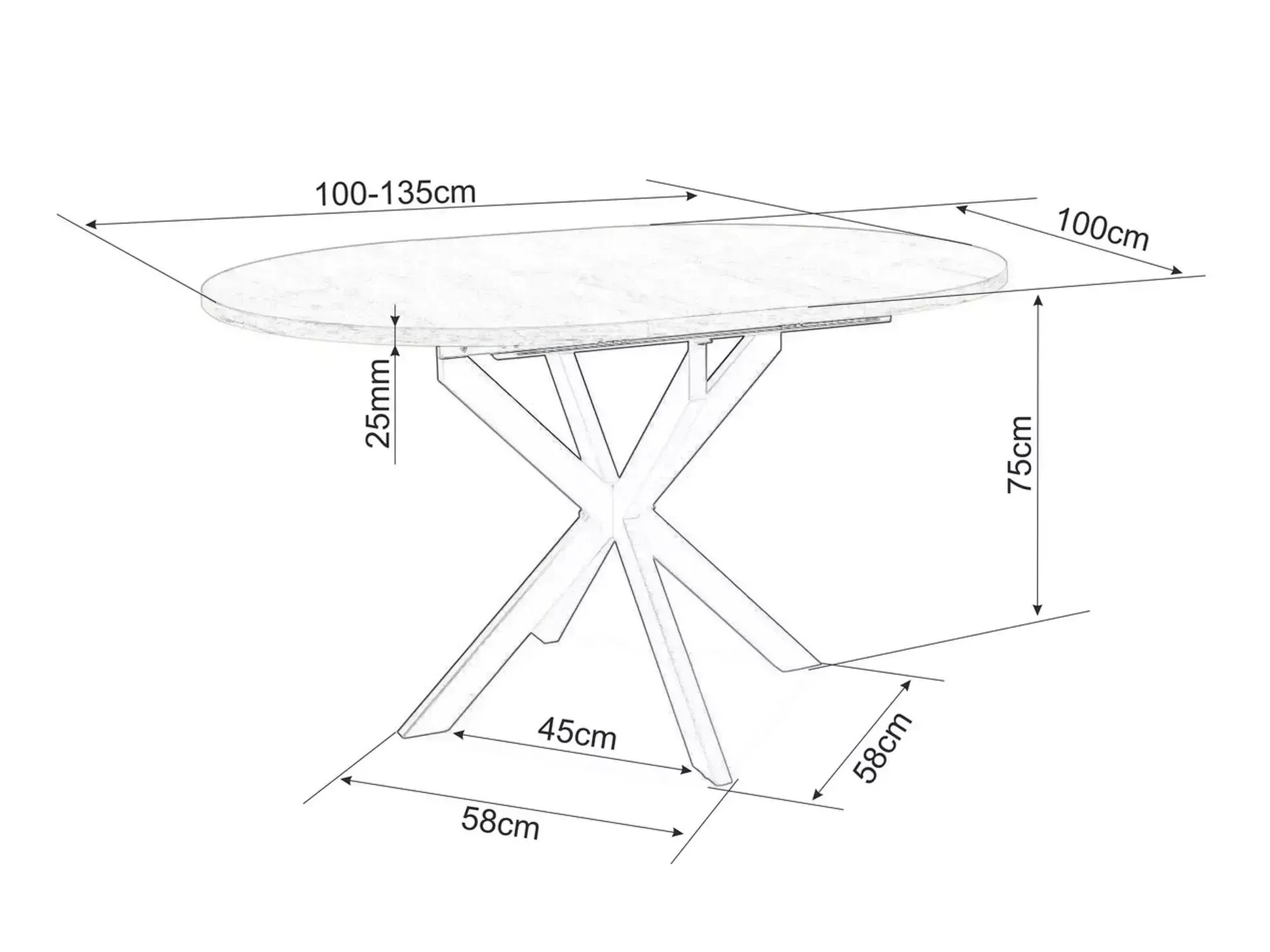 Bord Detroit 792 (Sort marmor)