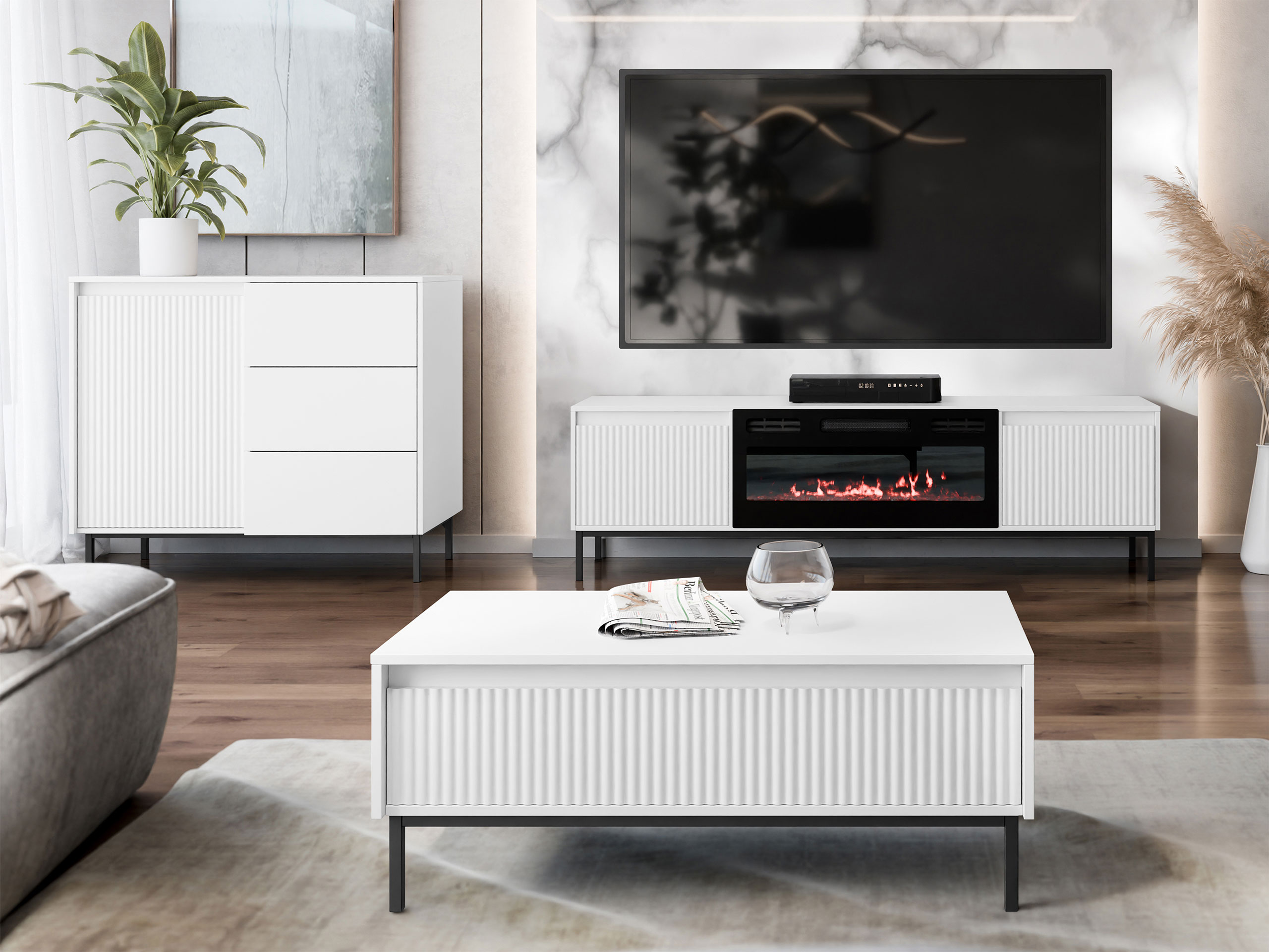 Stuemøbelsæt Comfivo Delruva 110 (Hvid)