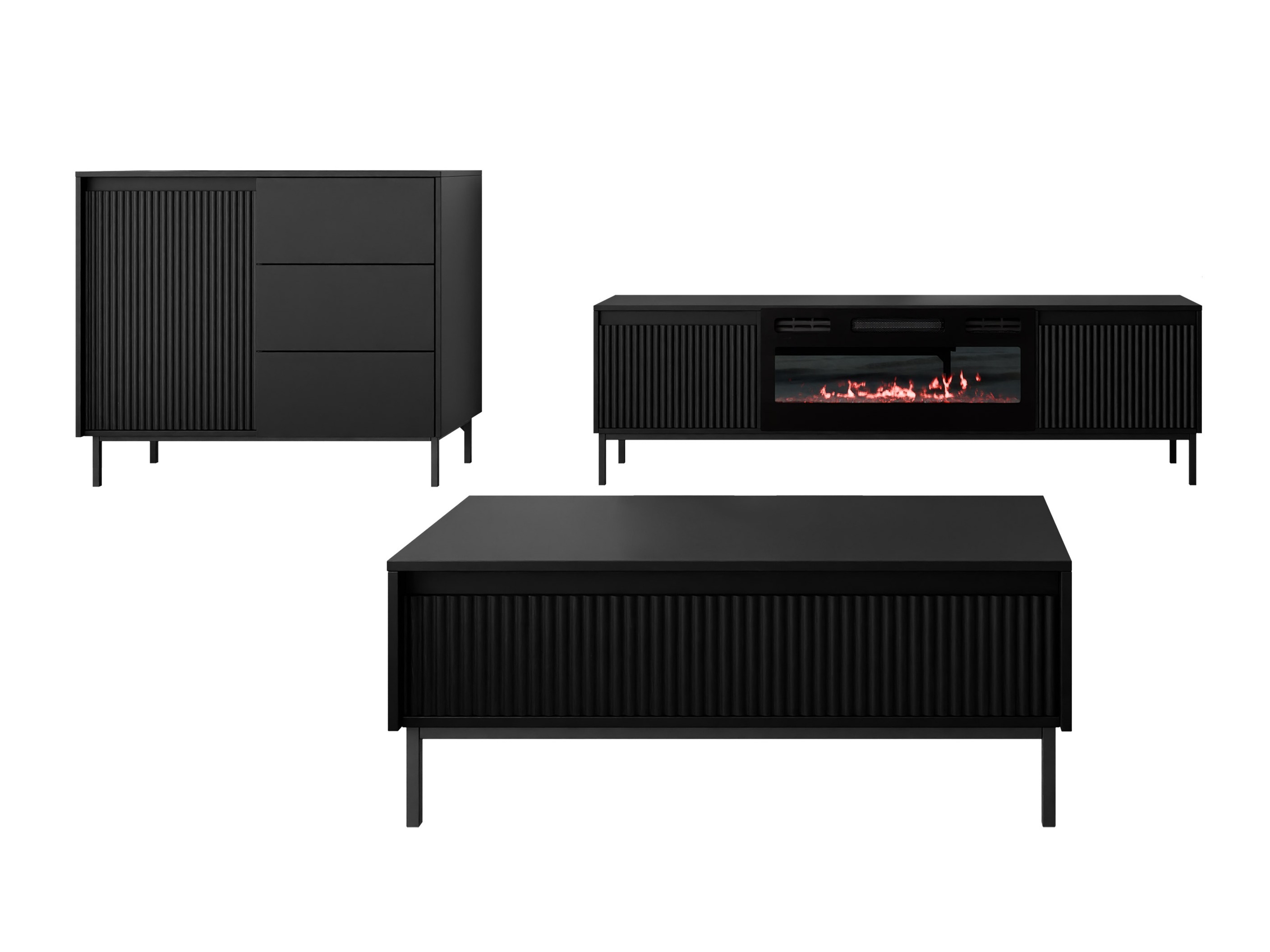 Stuemøbelsæt Comfivo Delruva 110 (Sort)