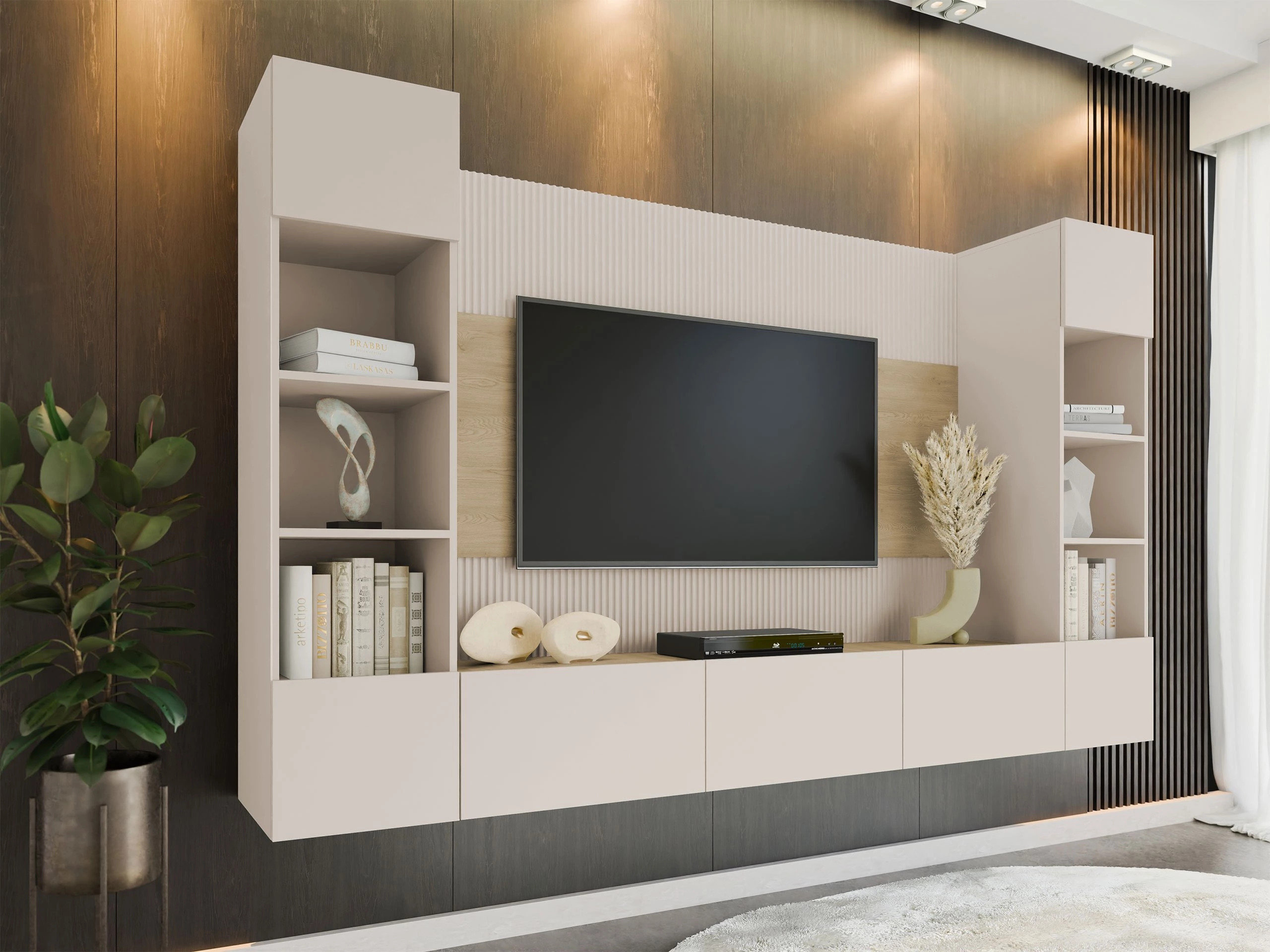 Stuemøbelsæt Comfivo 368 (Beige + Egetræ)