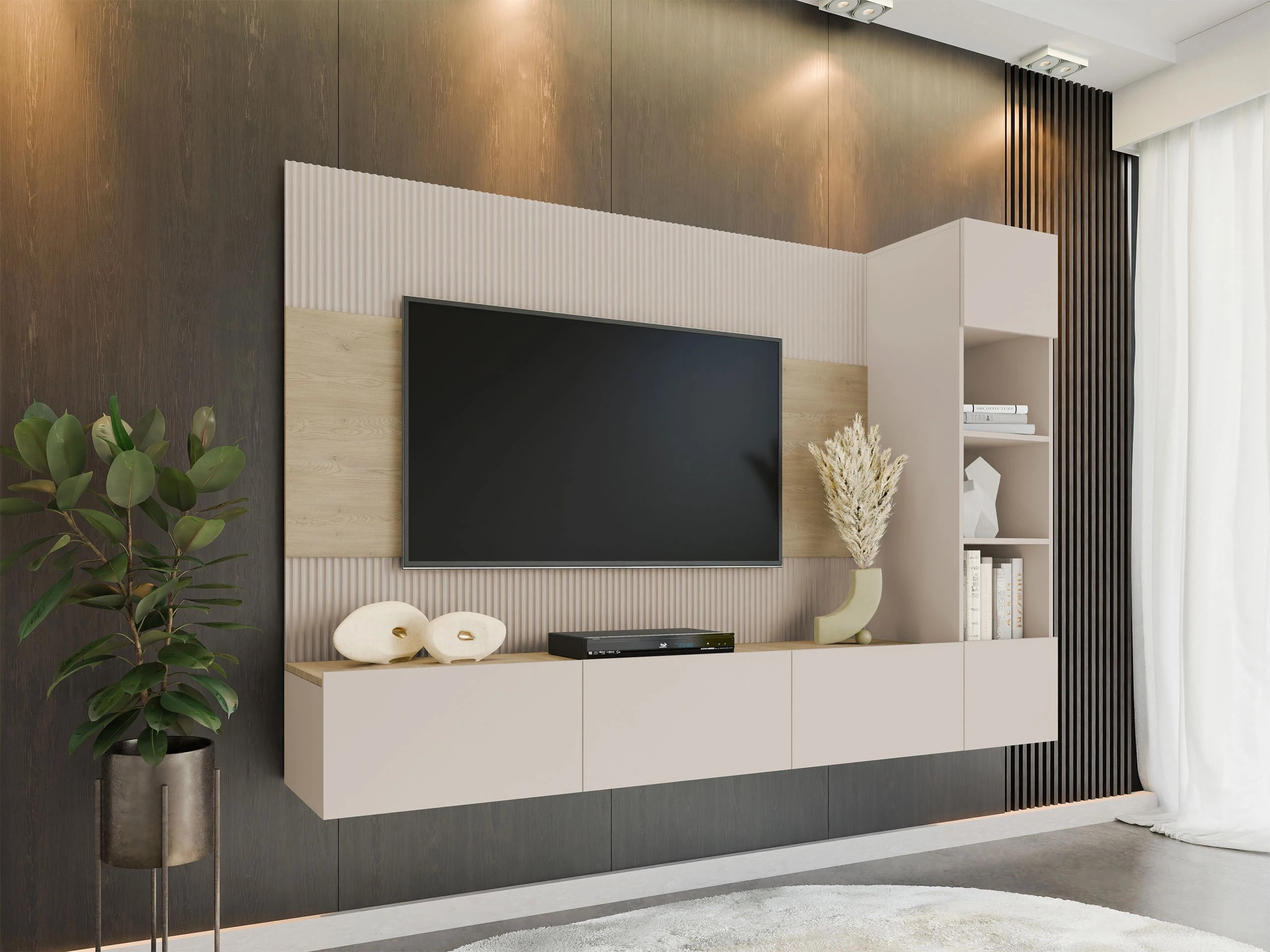 Stuemøbelsæt Comfivo Salix II (Beige + Egetræ)