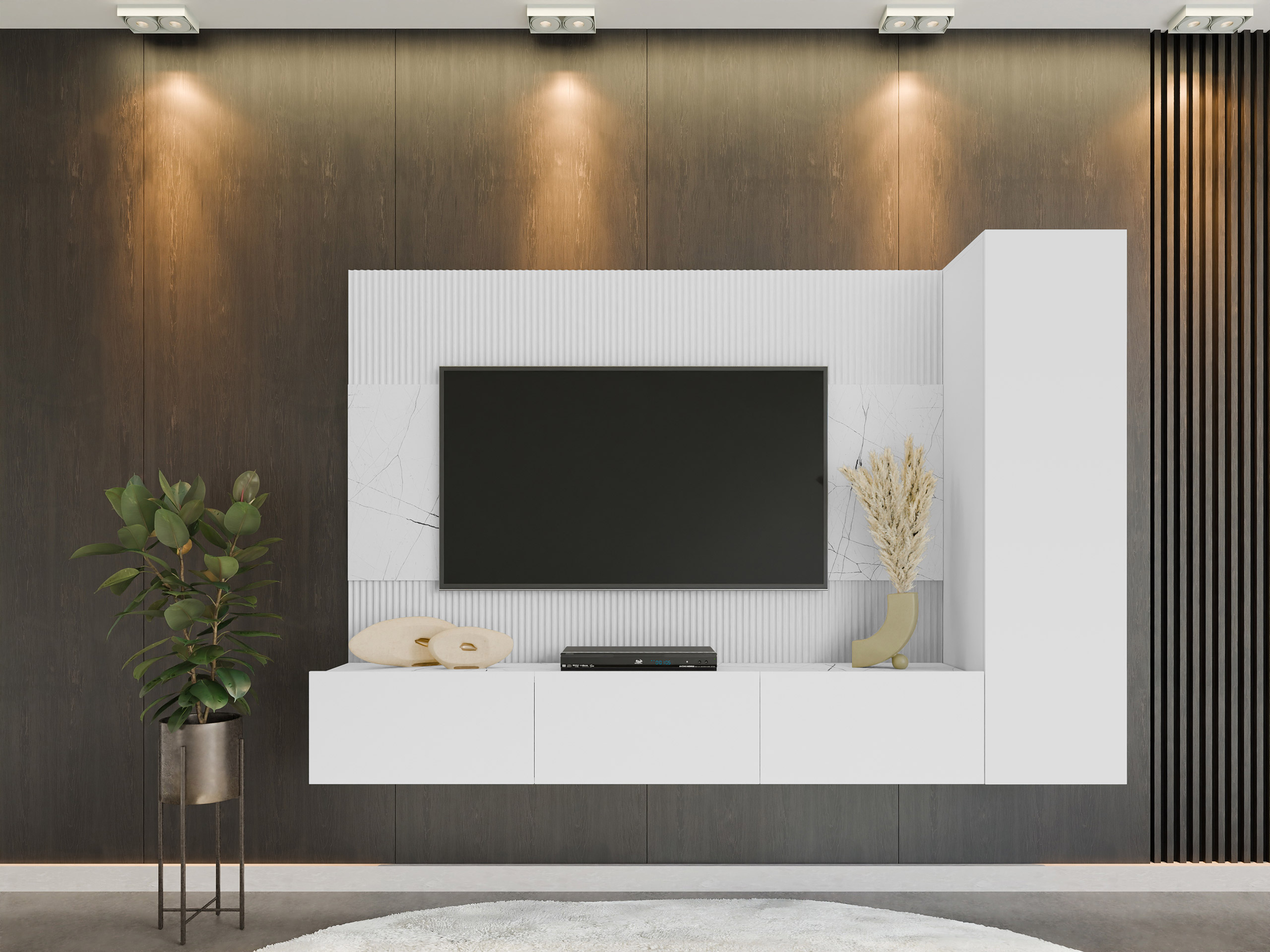 Stuemøblersæt Comfivo 452 (Hvid + Hvid marmor)