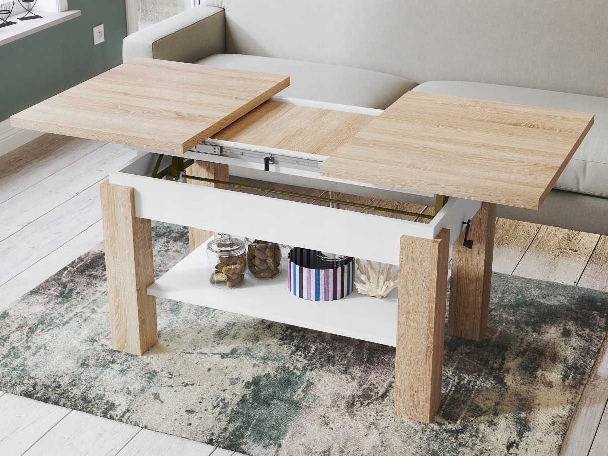 Transformer sofabord Glendale 100 (Sonoma eg + Hvid)