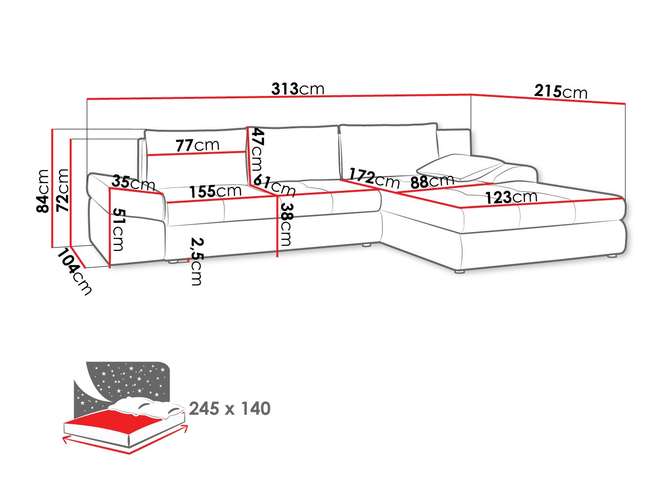 Hjørnesofa Memoria (Inari 95)