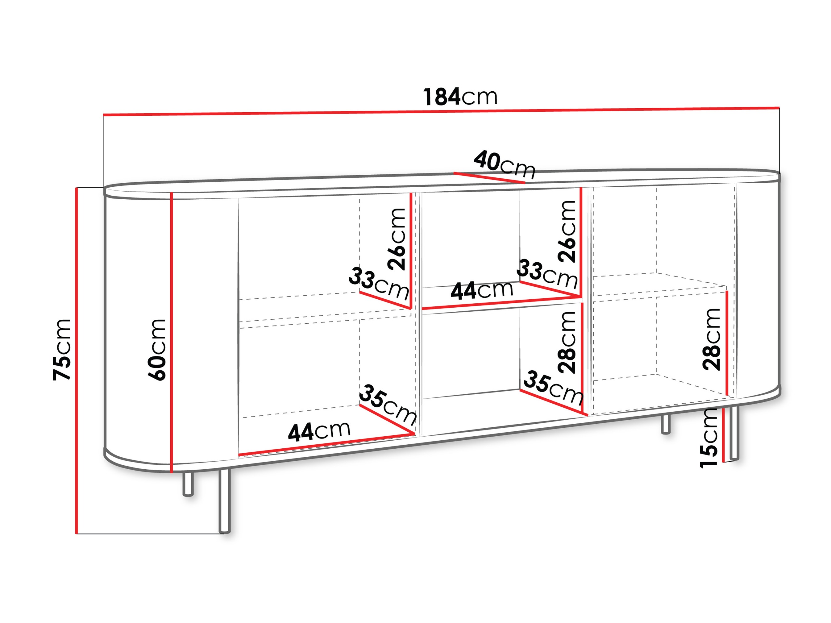 Skænk Comfivo Livtena I (Sort marmor + Sort)