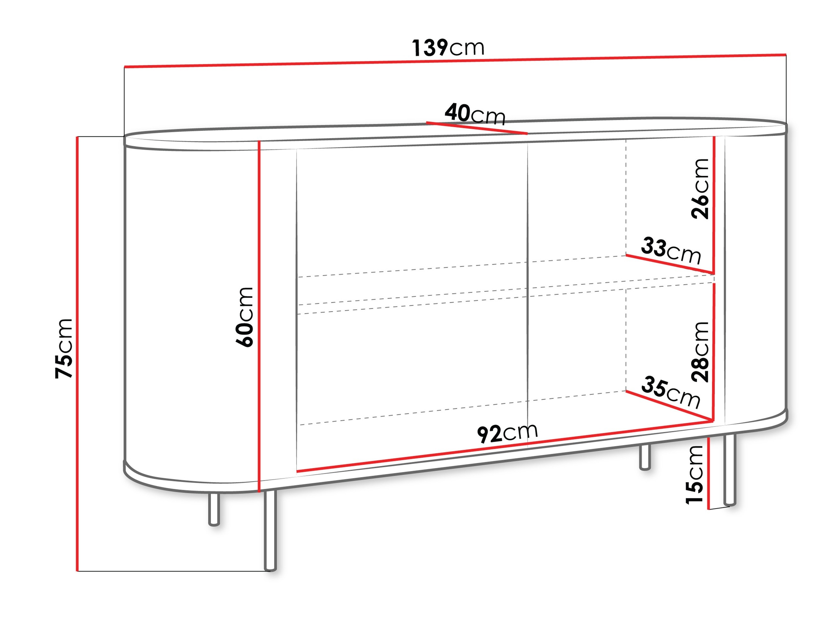 Skænk Comfivo Livtena (Sort marmor + Sort)