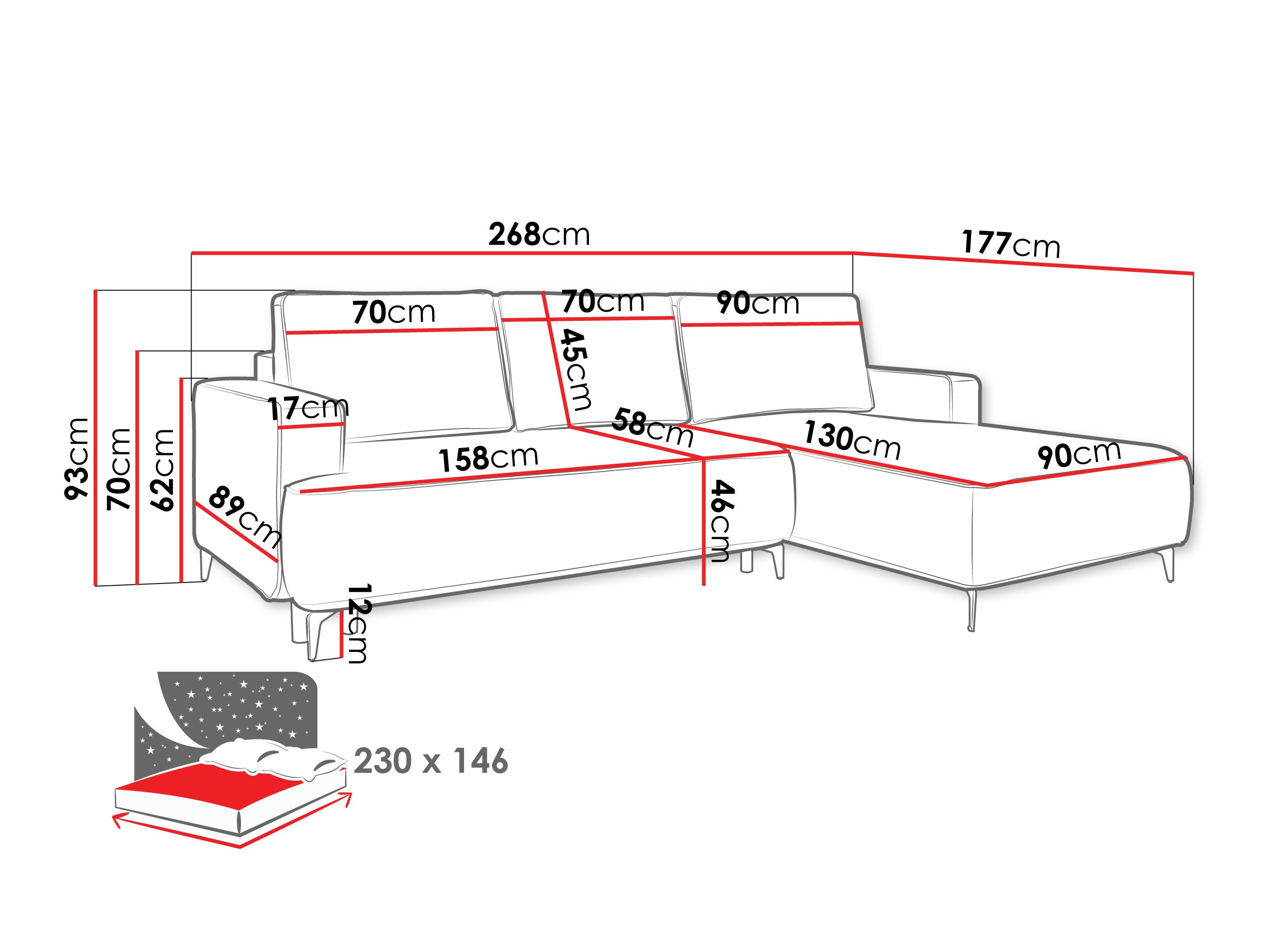 Hjørnesofa ComfiDream 200 (Castel 39)