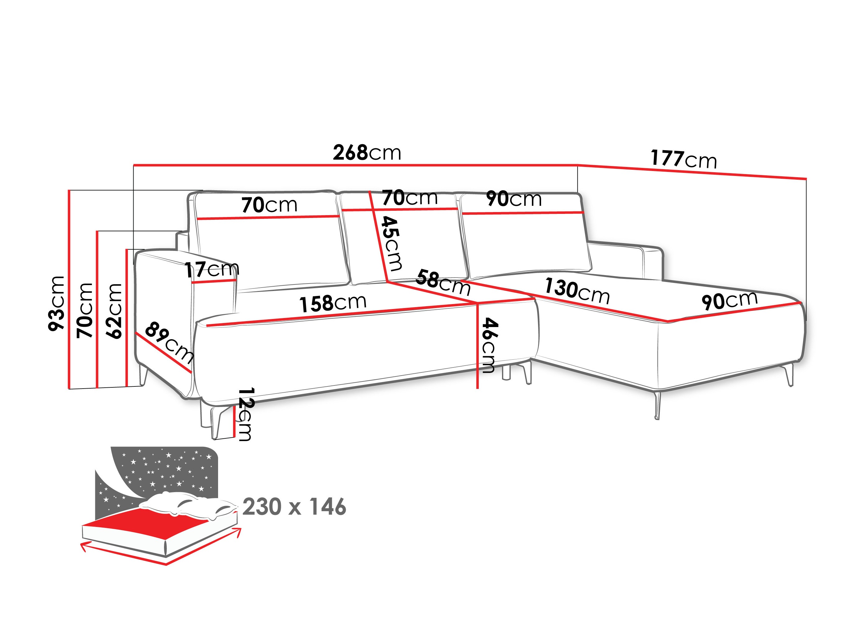 Hjørnesofa ComfiDream 200 (Castel 39)