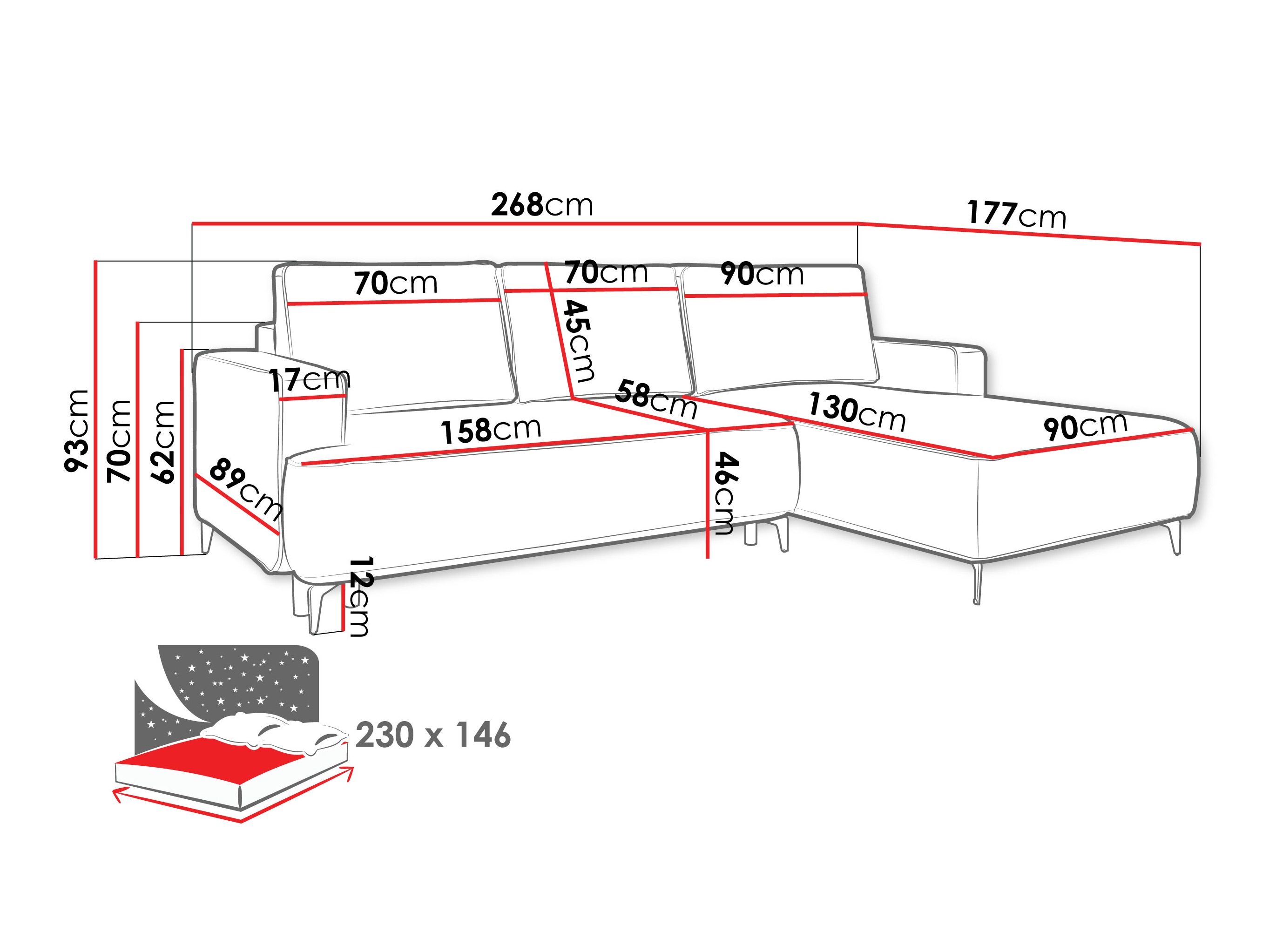 Hjørnesofa ComfiDream 200 (Castel 59)