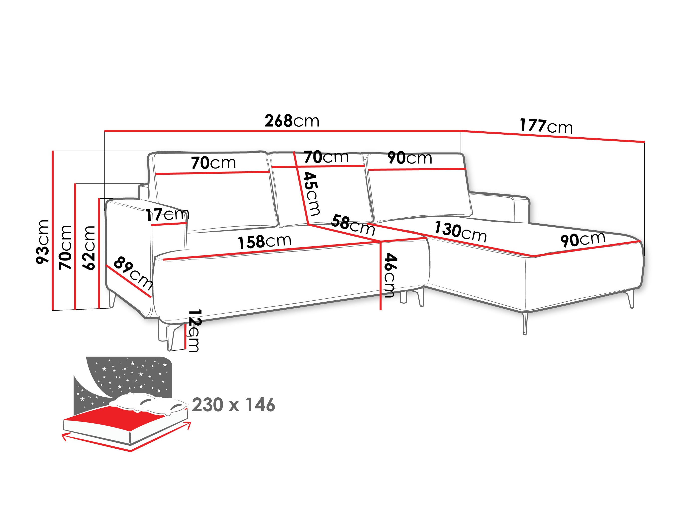Hjørnesofa ComfiDream 200 (Castel 79)