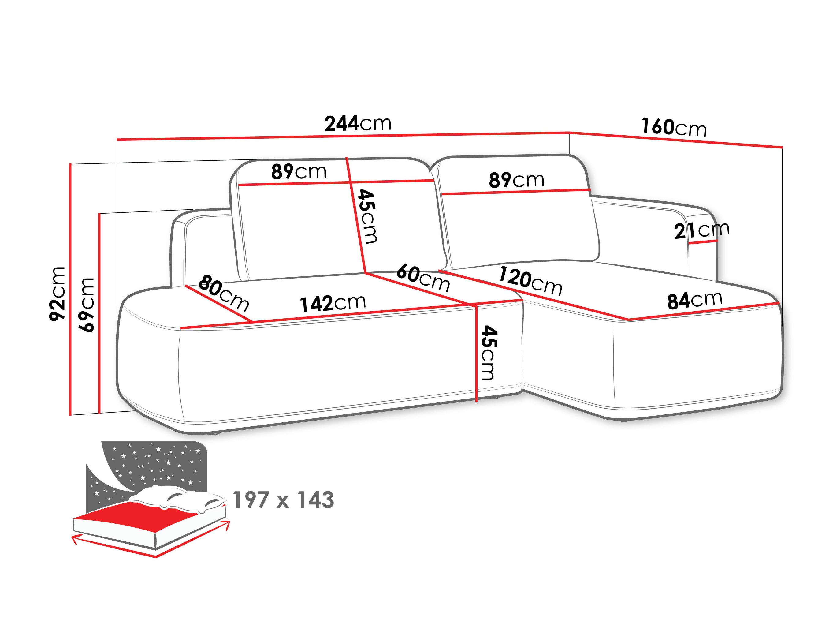 Hjørnesofa ComfiDream 203 (Perfect Harmony 63)