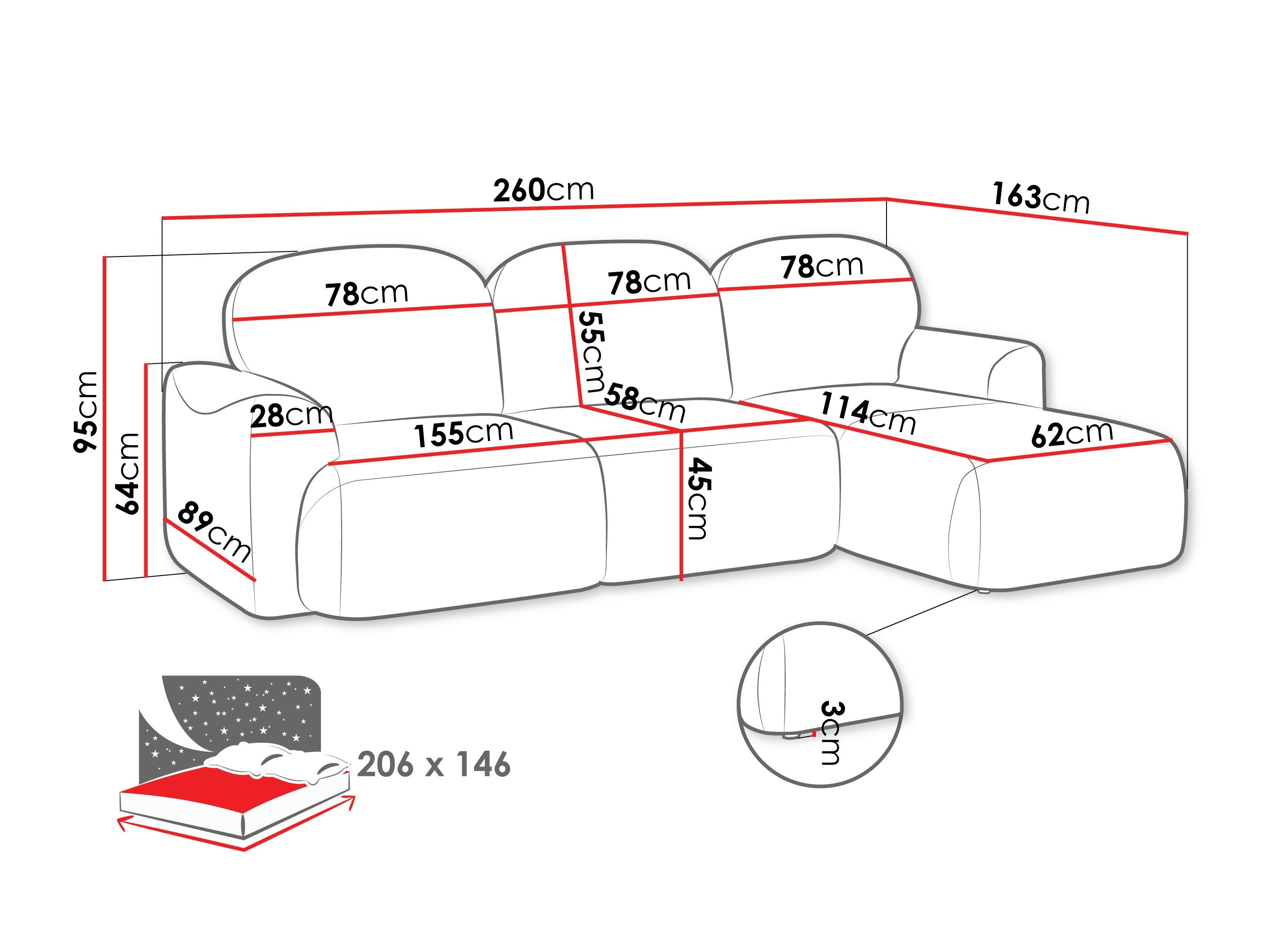 Hjørnesofa ComfiDream Fjoruna (Cremona 96)