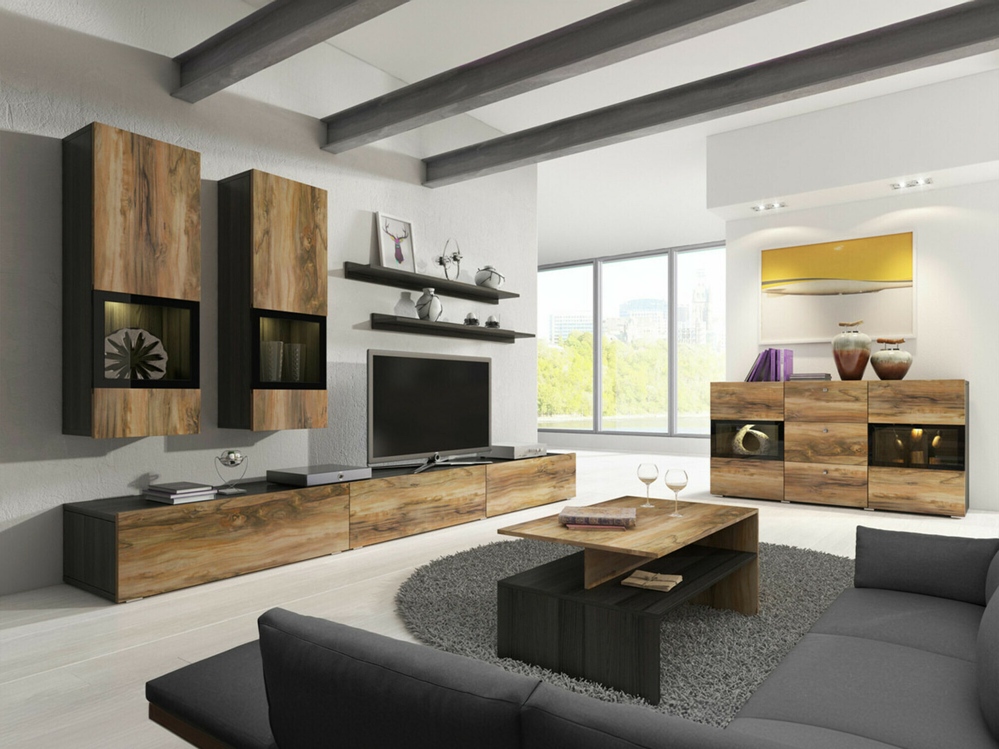 Stuemøbelsæt Serodeu 100 (Valnød + Mørkebrun)