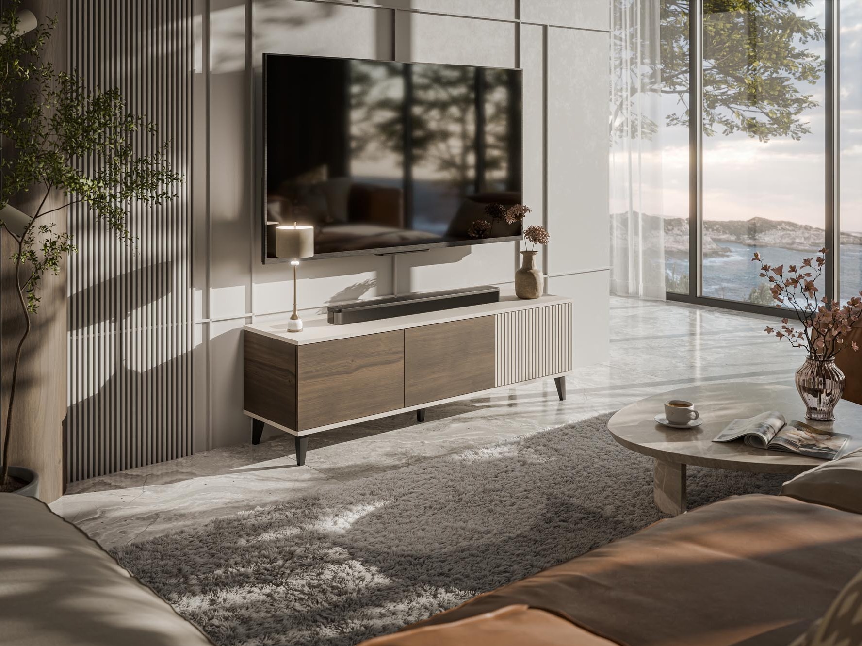 TV-bord Luelia 116 (Valnød + Kashmir)