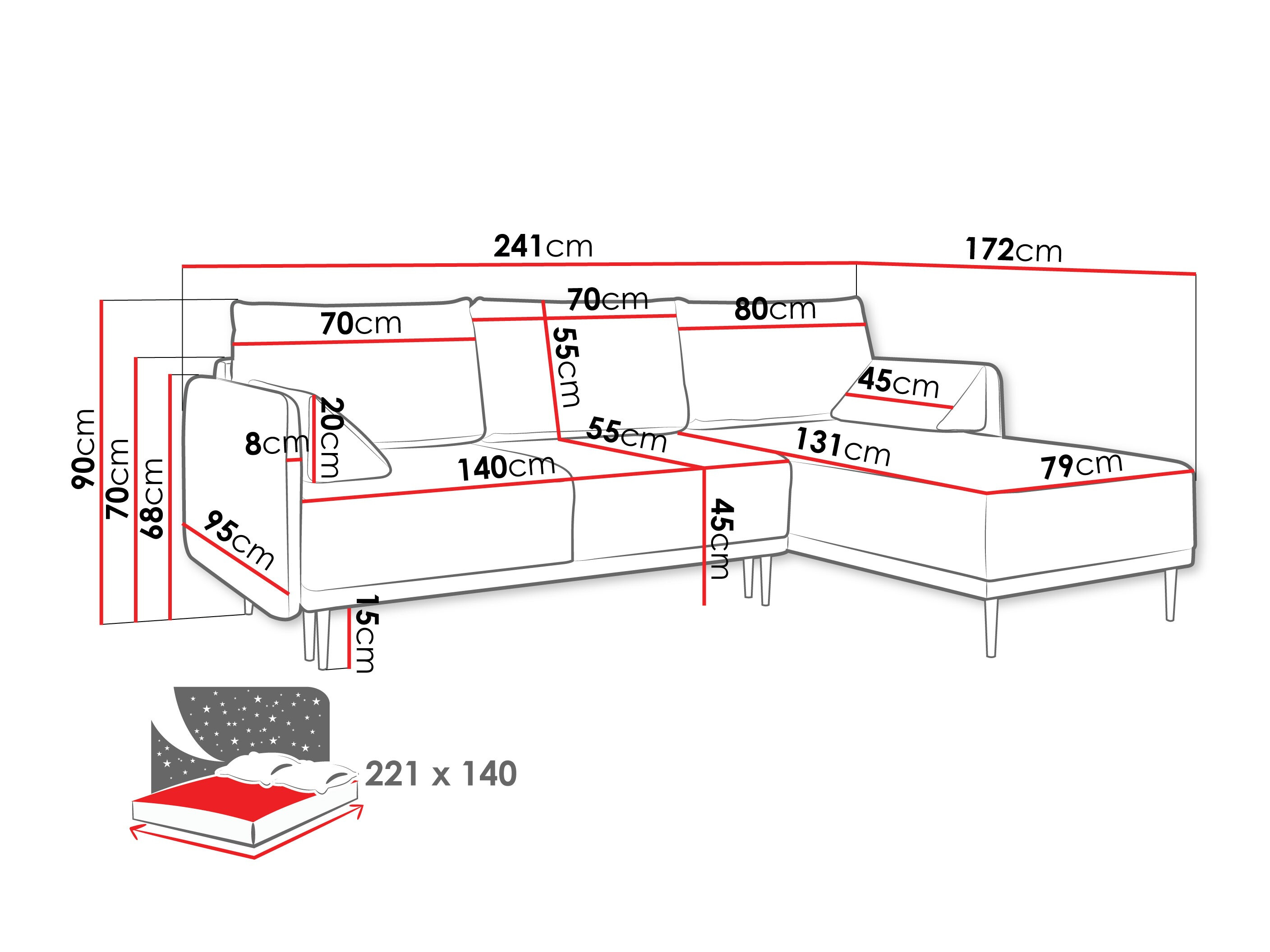 Hjørnesofa ComfiDream Clarora (Sicuro 10)