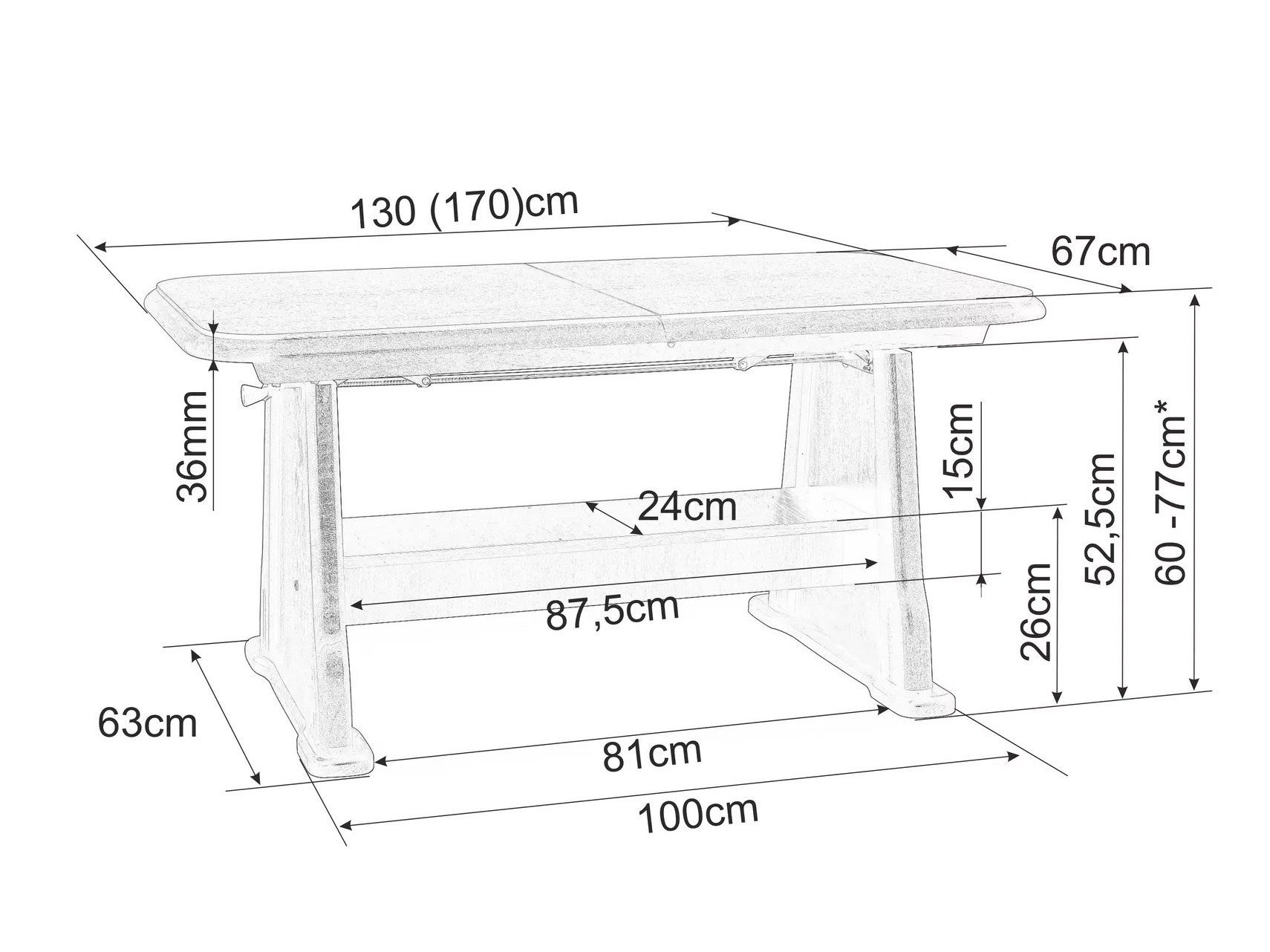 Transformer sofabord Detroit 811 (Sonoma eg)