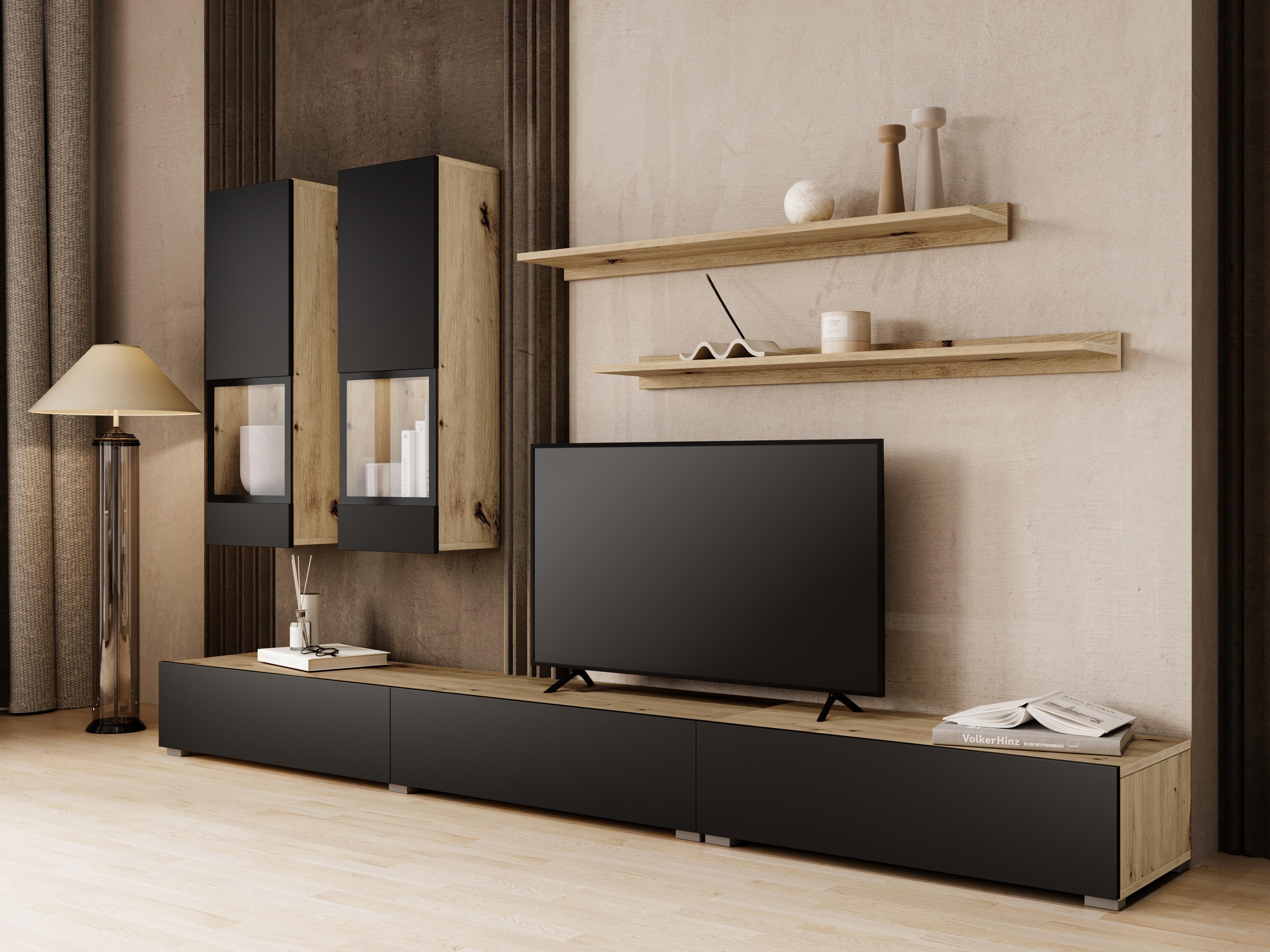 Stuemøbelsæt Serodeu 100 (Artisan eg + Mat sort)