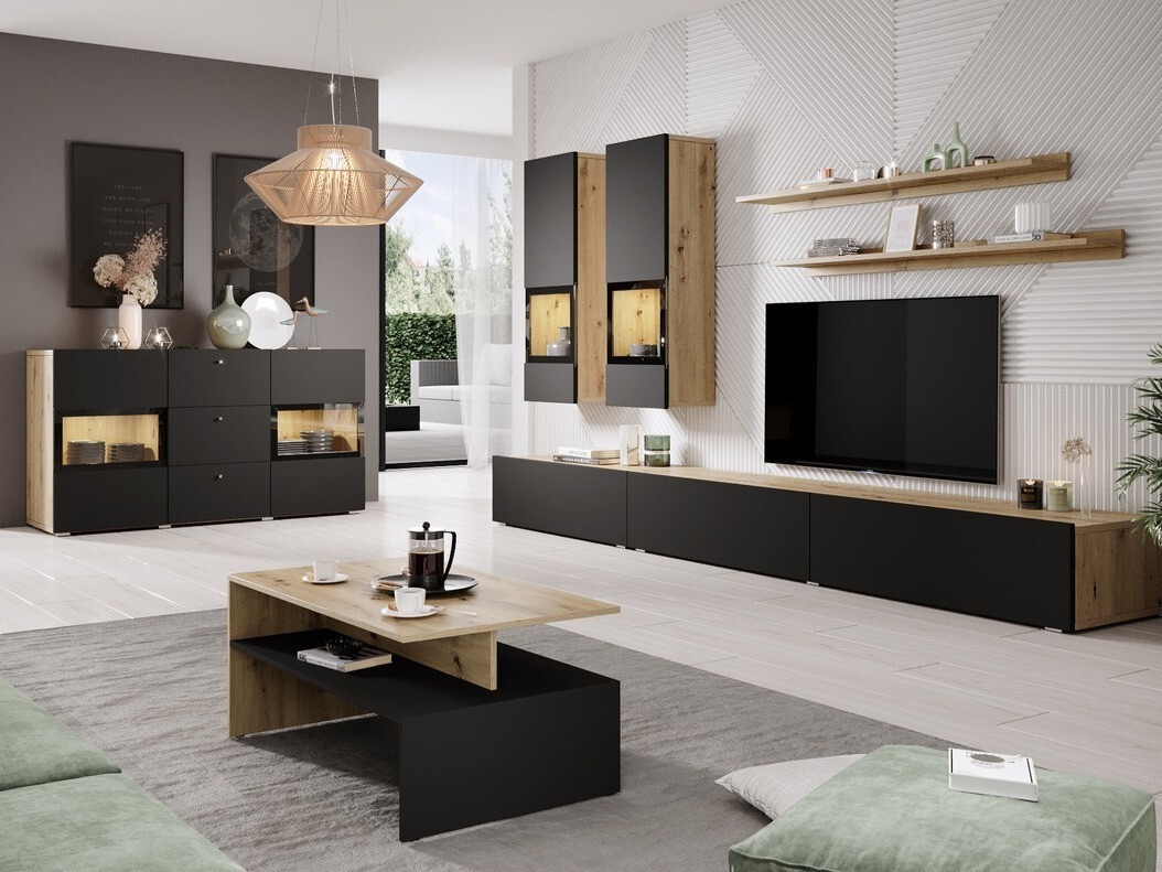 Stuemøbelsæt Serodeu 100 (Artisan eg + Mat sort)