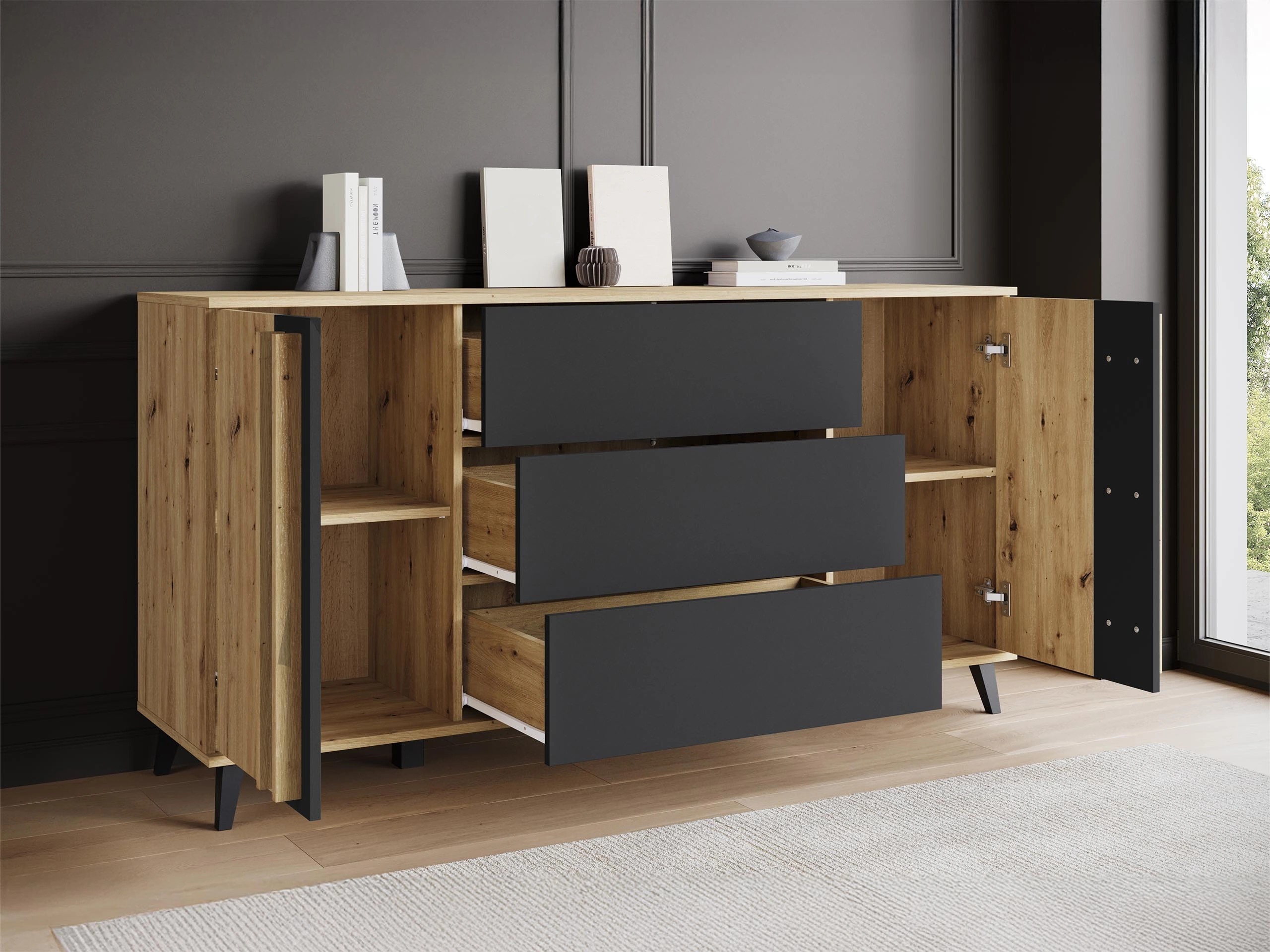 Stuemøbelsæt Temora 104 (Artisan eg + Grafit)