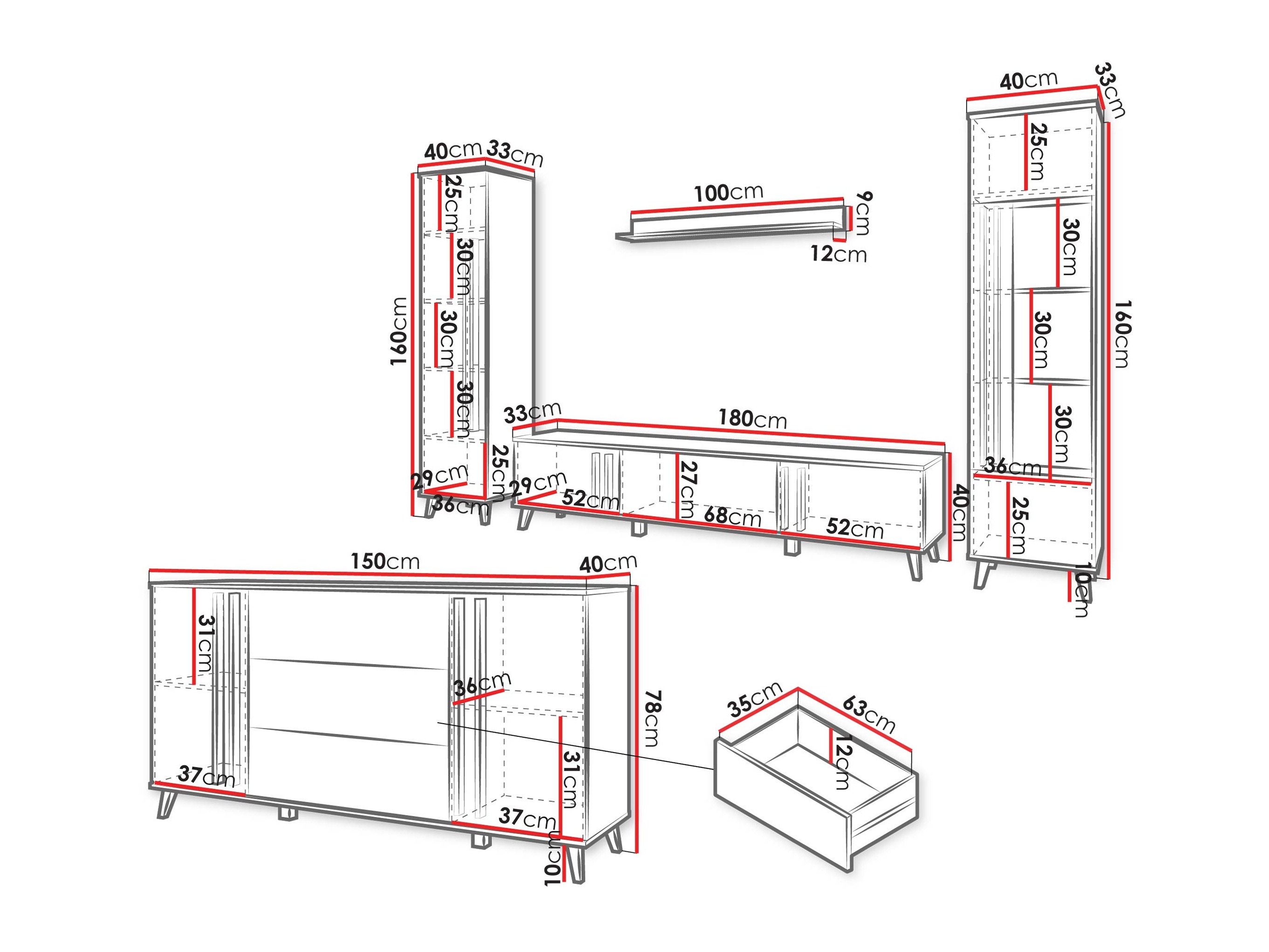Stuemøbelsæt Temora 105 (Artisan eg + Grafit)