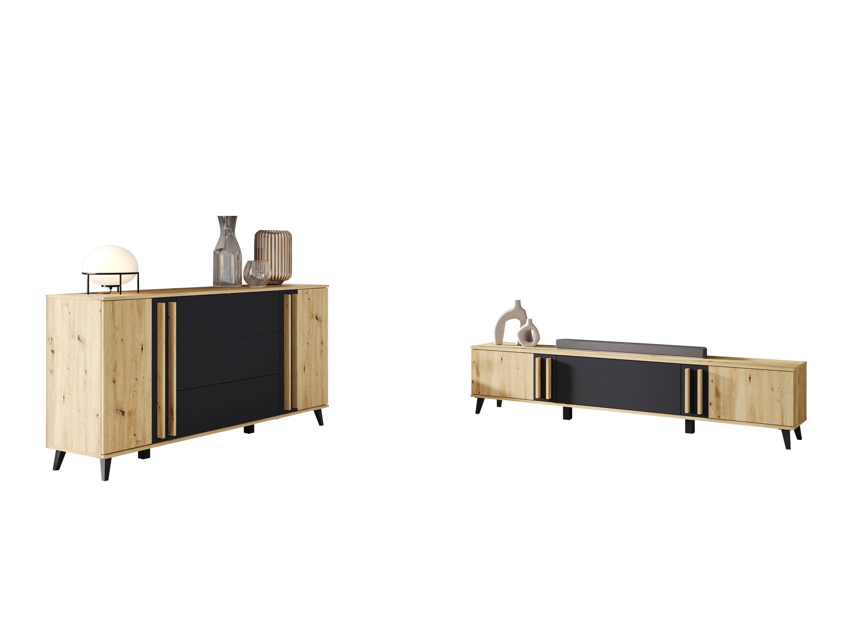 Stuemøblersæt Temora 104 (Artisan eg + Grafit)