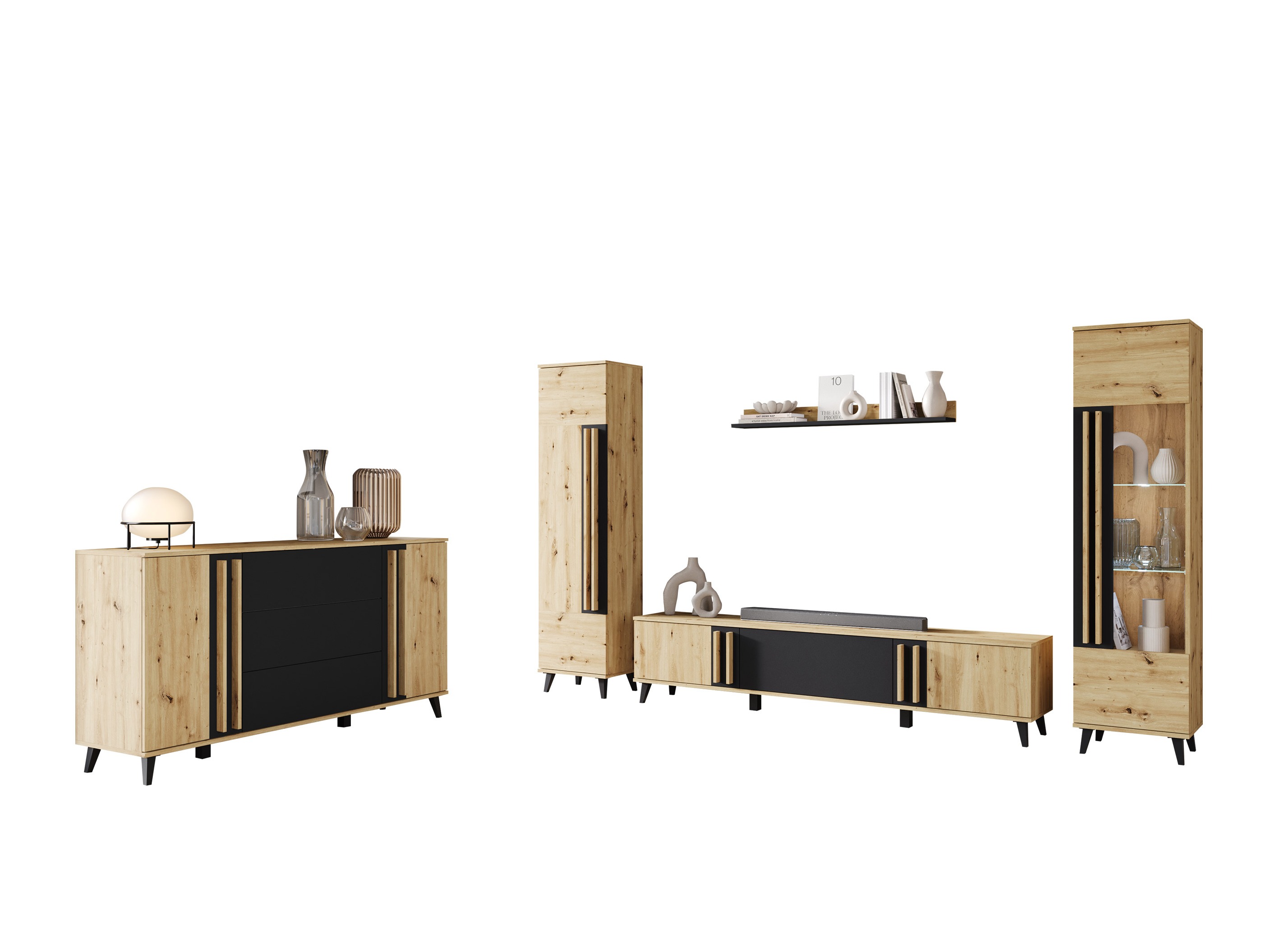 Stuemøblersæt Temora 105 (Artisan eg + Grafit)