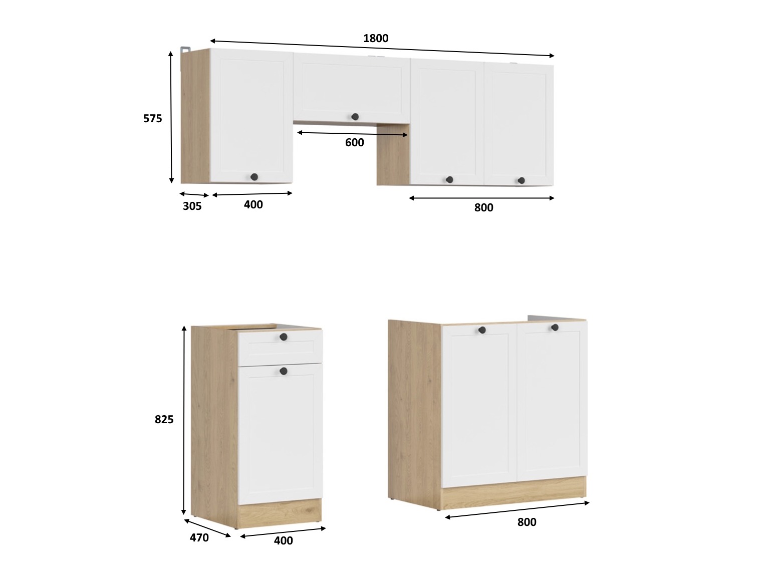 Modulkøkkensæt Classic White Oak 117