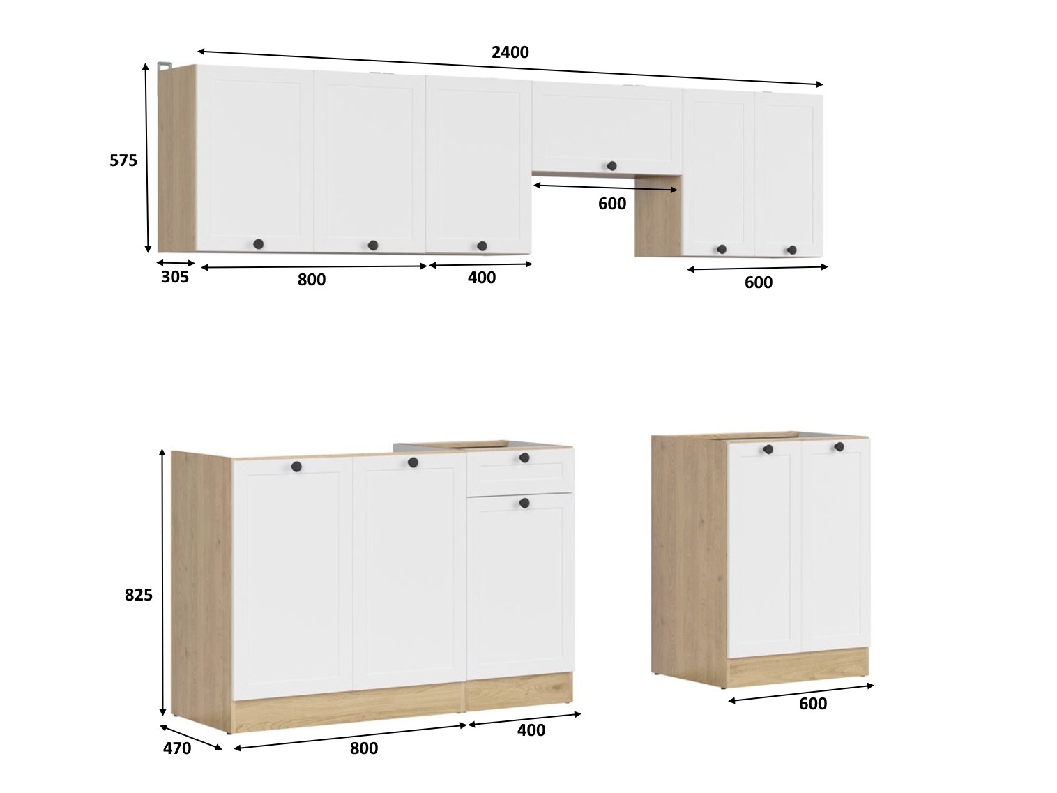 Modulkøkkensæt Classic White Oak 118