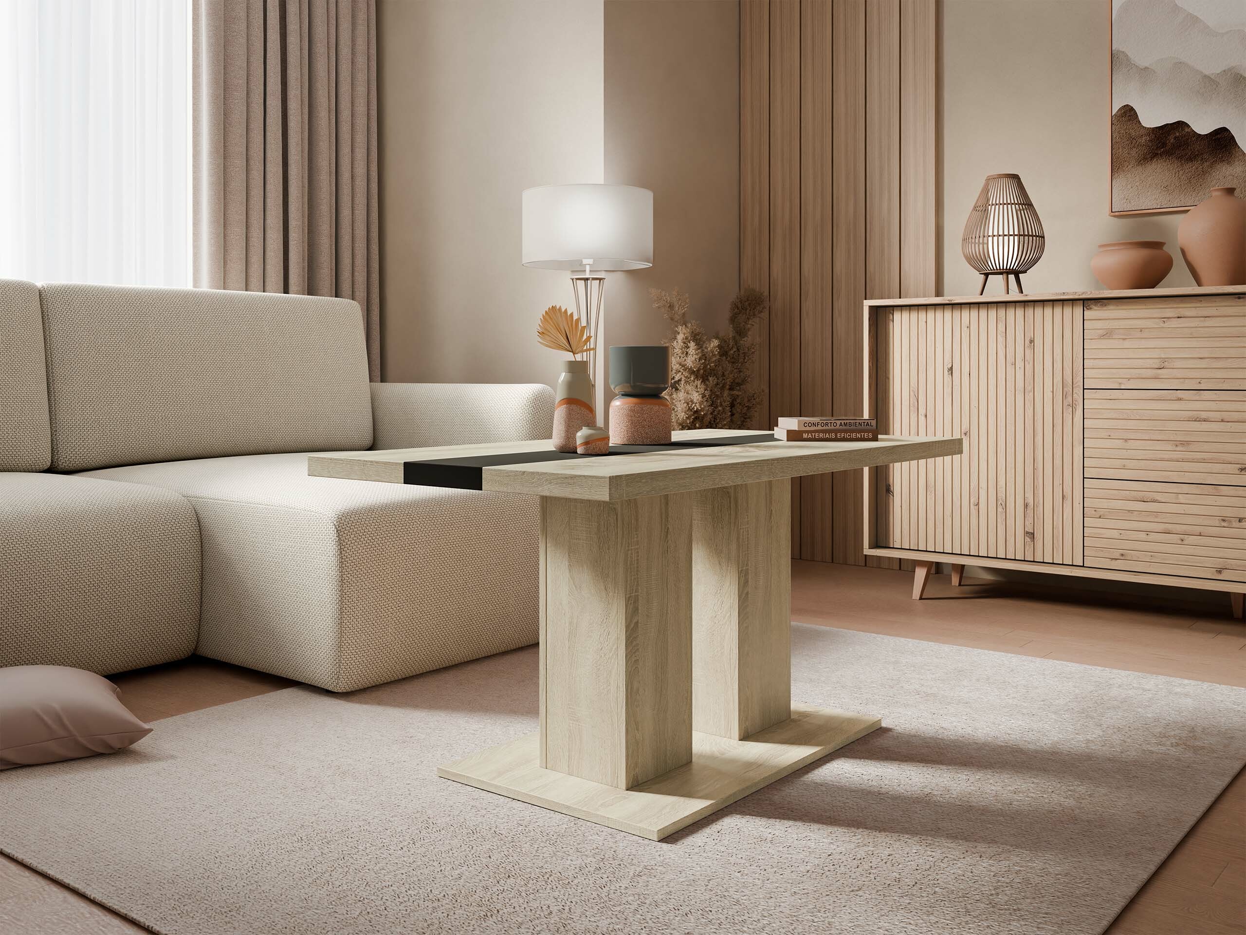 Sofabord Tucson 147 (Sonoma eg + Sort)