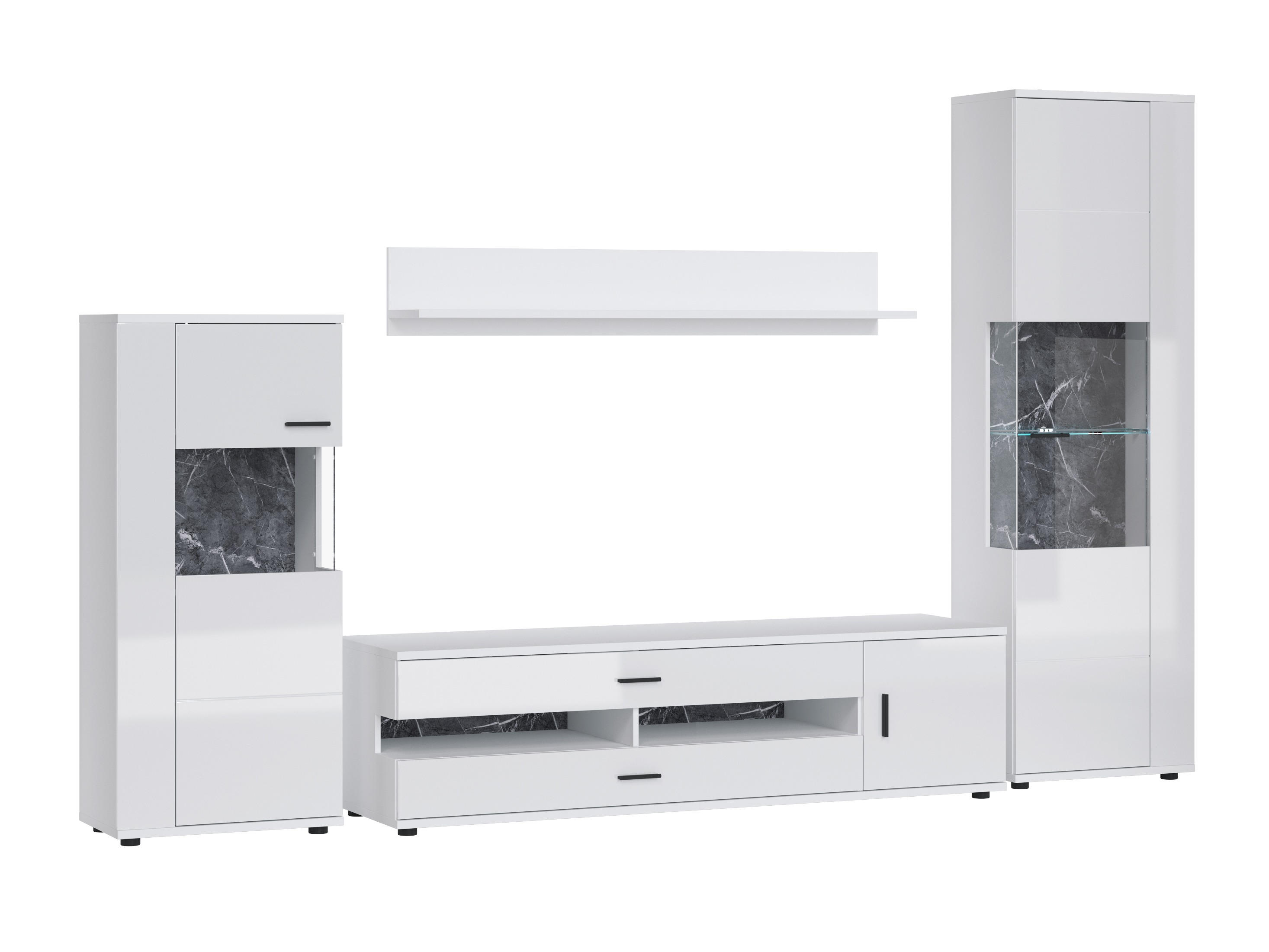 Stuemøbelsæt Ontario 161 (Glansfuld hvid + Hvid)