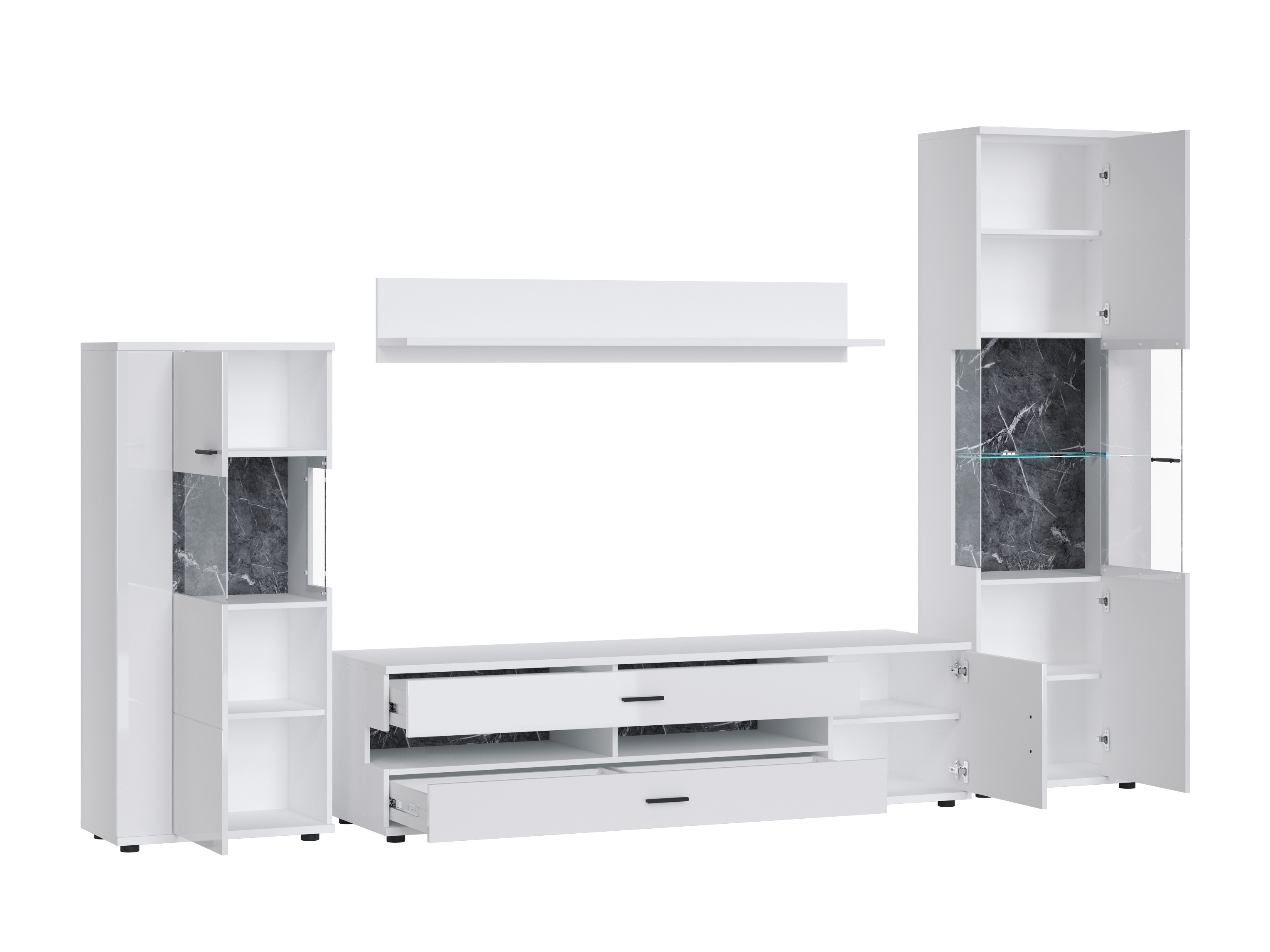 Stuemøbelsæt Ontario 161 (Glansfuld hvid + Hvid)