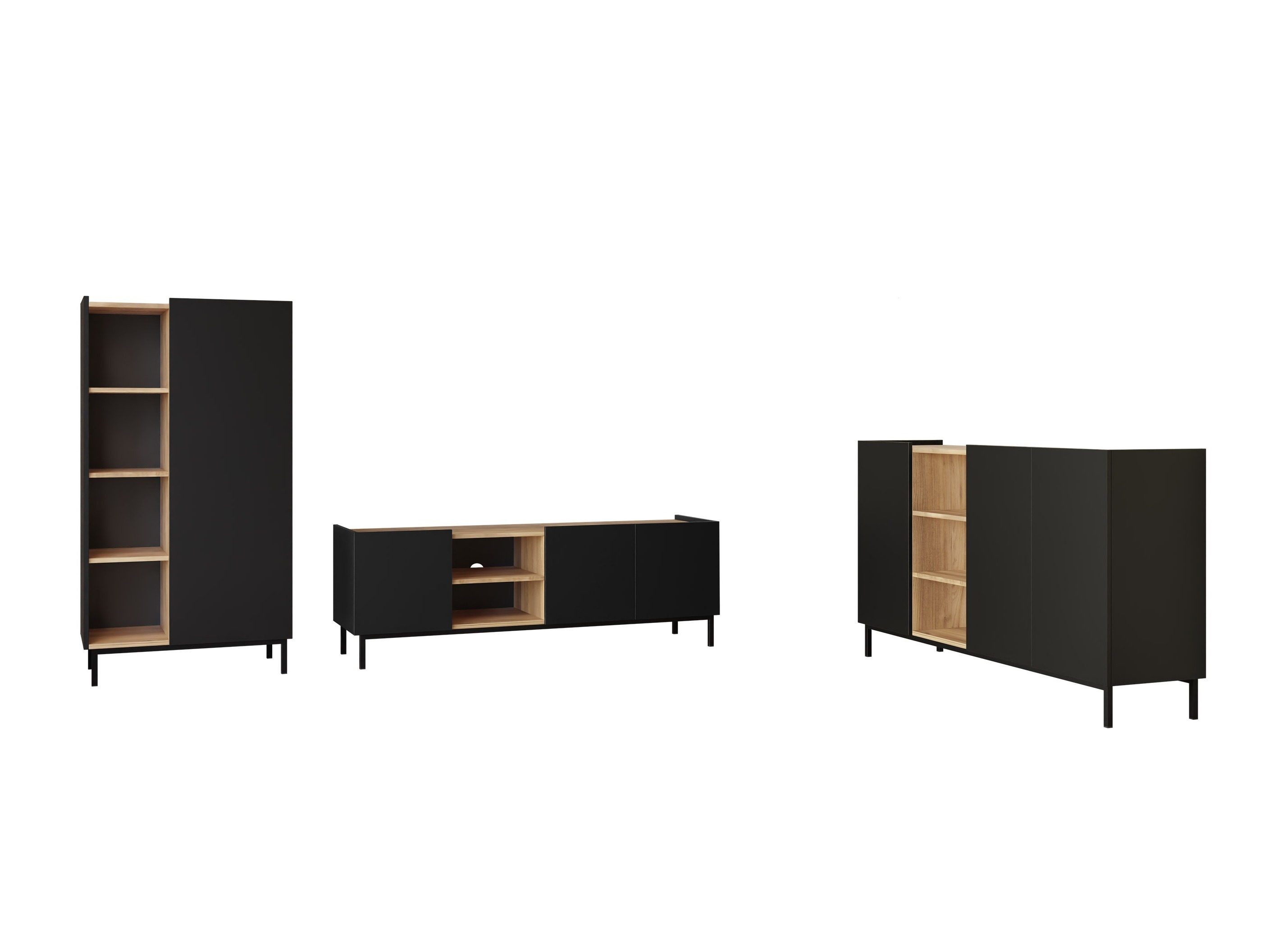 Stuemøbelsæt Veldome 103 (Sort + Lysebrun)