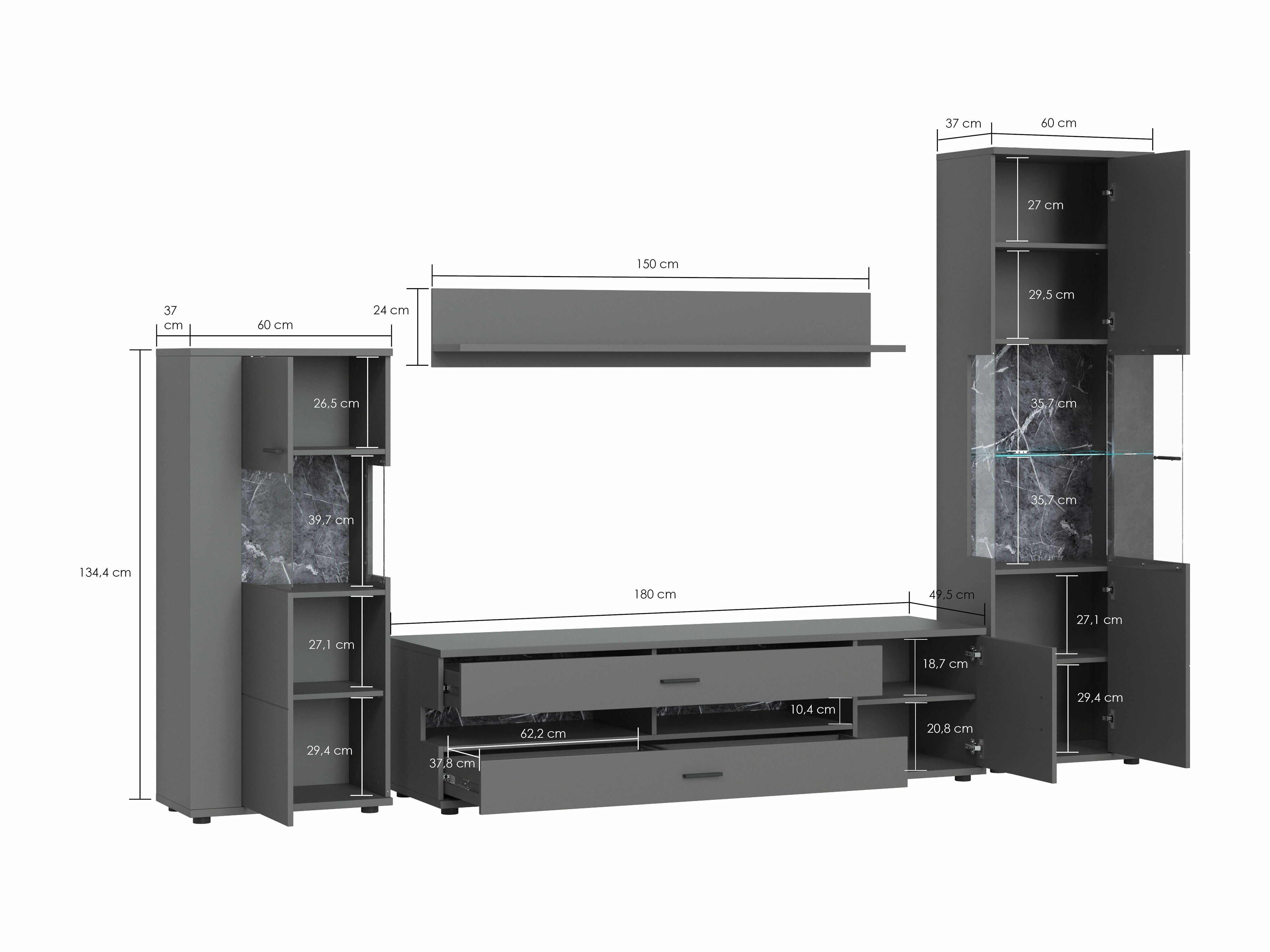 Stuemøbelsæt Ontario 161 (Glansfuld hvid + Hvid)