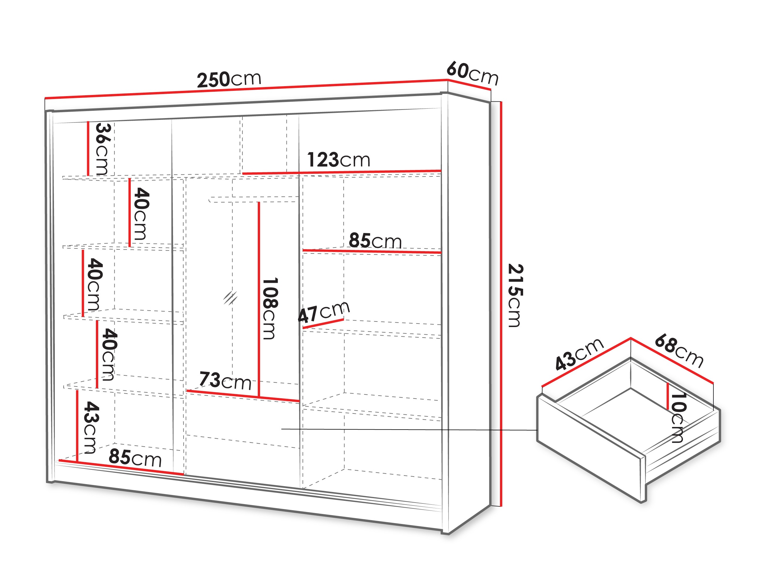 Garderobeskab Gemes I (Wotan eg + Hvid)