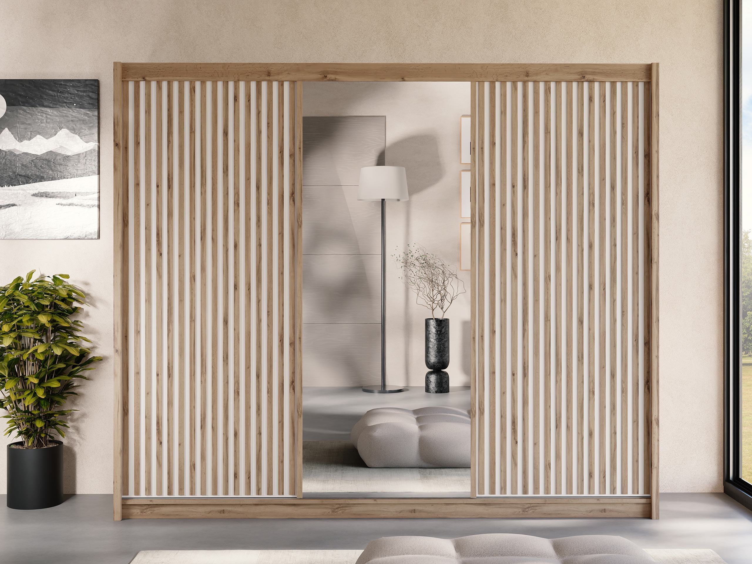 Garderobeskab Honolulu 275 (Wotan eg + Hvid)