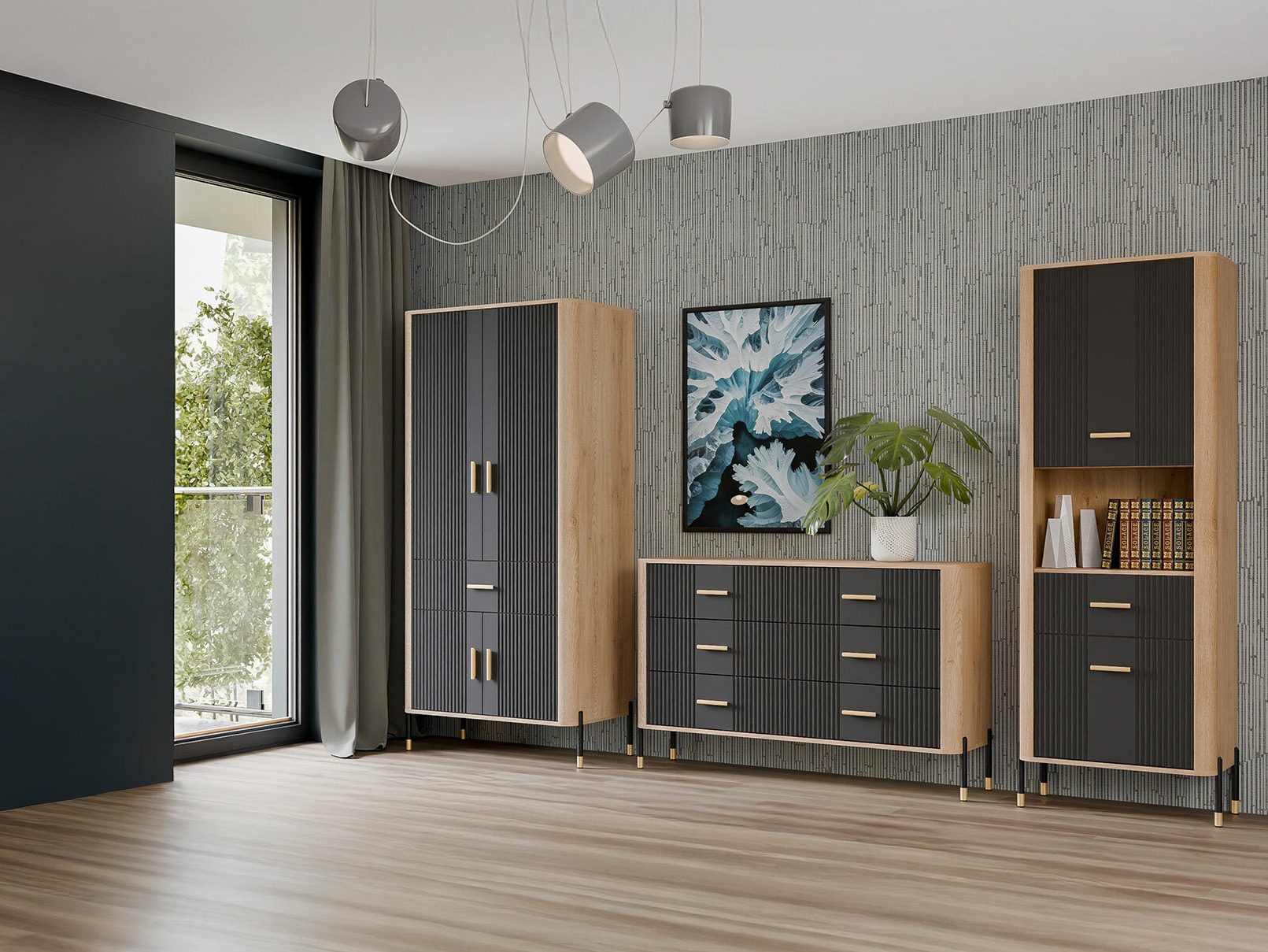 Stuemøbelsæt Flosora 149 (Antracit)