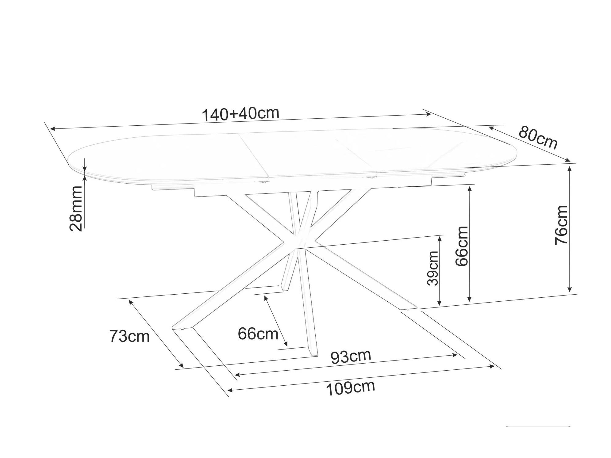 Bord Detroit 862 (Hvid marmor)