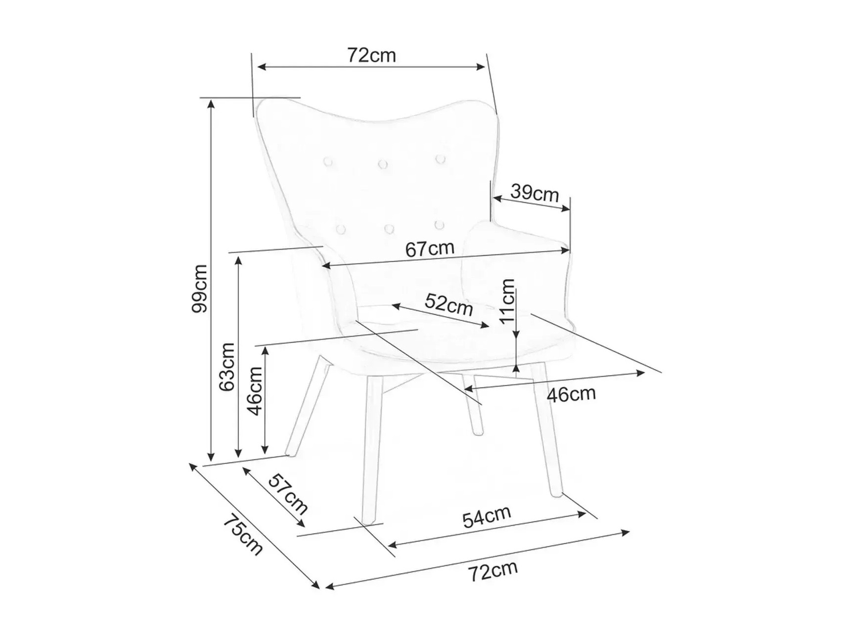Lænestol Detroit 864 (Lysebrun)