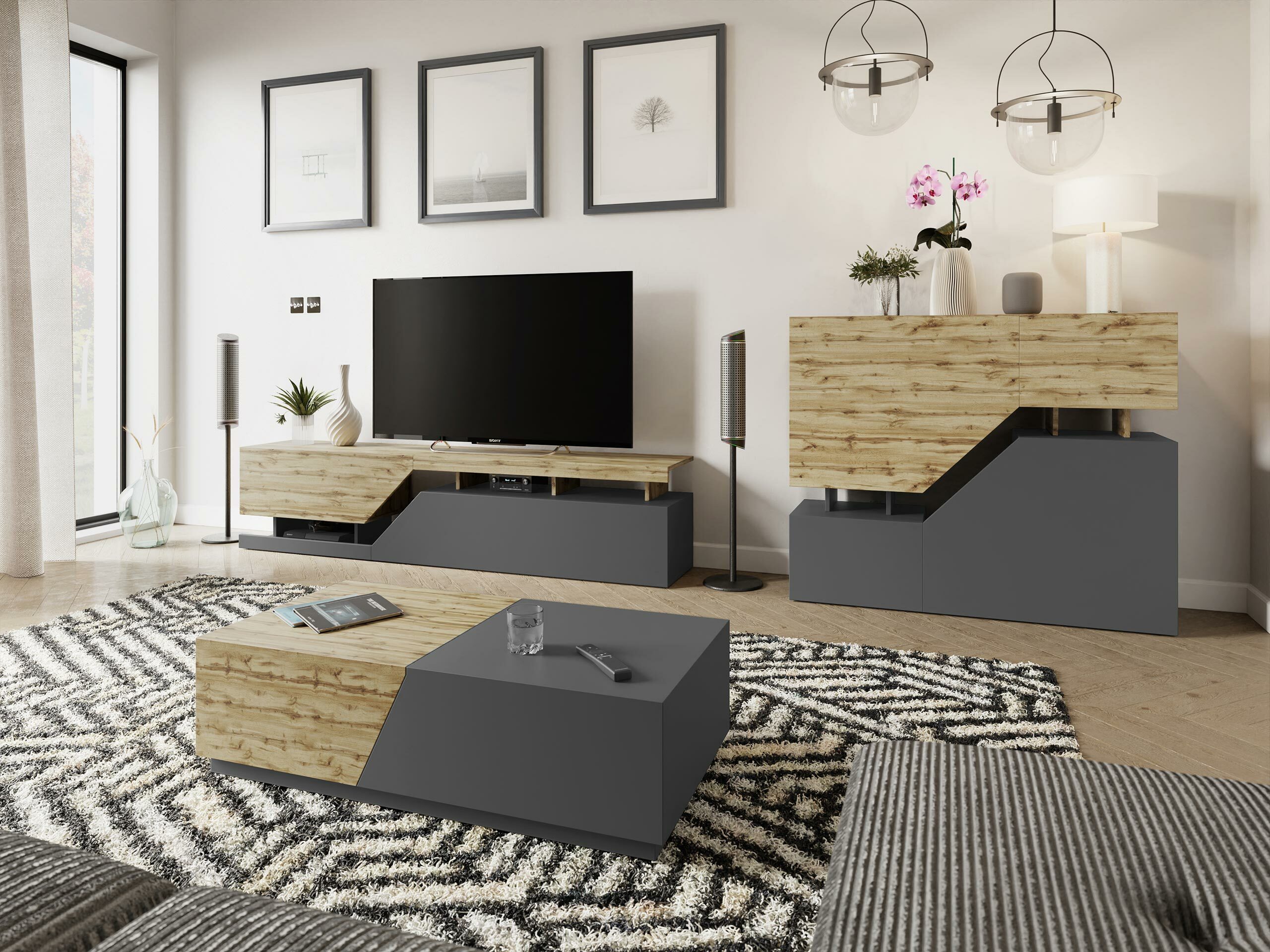 TV-bord Comfivo Daldune 100 (Antracit + Wotan eg)
