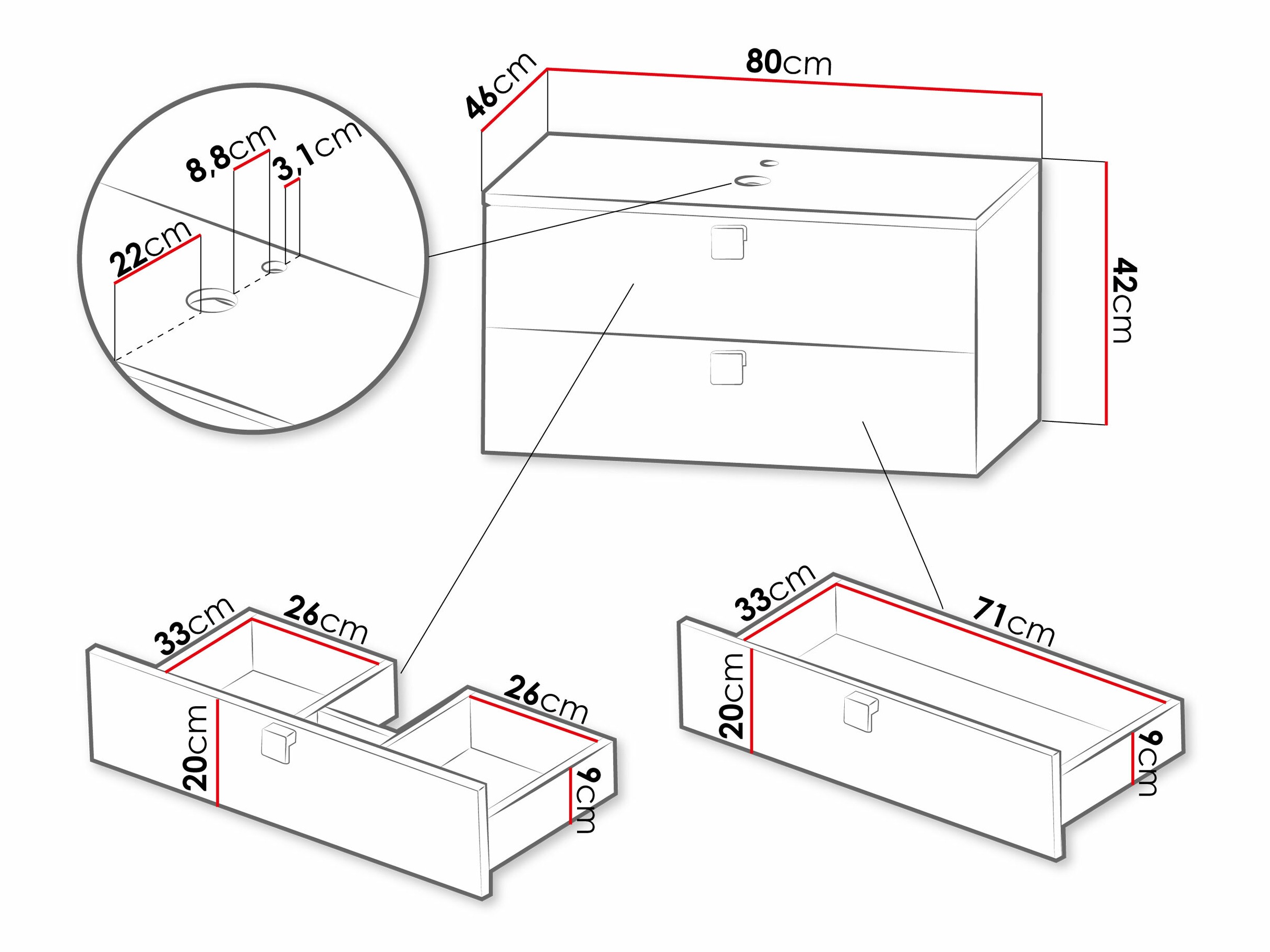 Vægbadeværelsesskab til håndvask Orlvera 102 (Lysebrun)